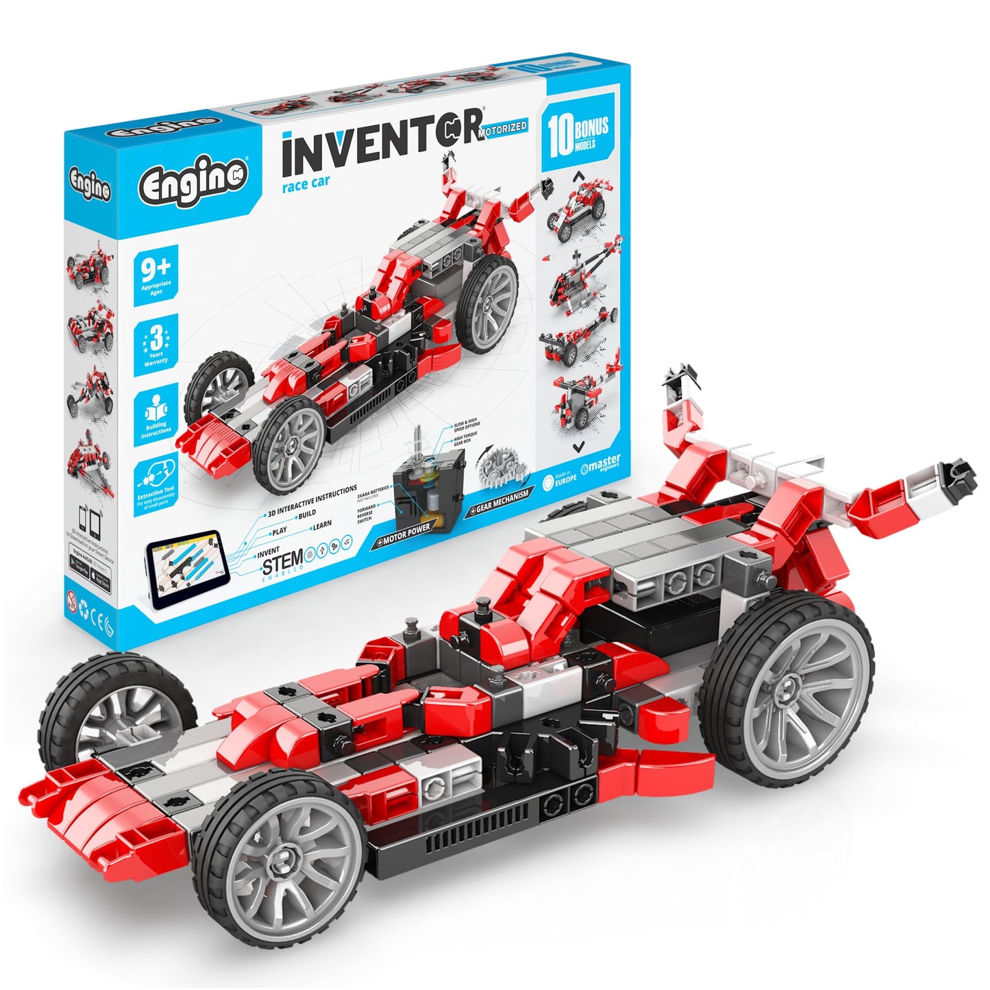 ENGINO- Inventor STEM Toys, Motorized Race Car Construction Toys for Kids 9+, Educational Toys, STEM Projects, STEM Building Toys, Gifts for Boys & Girls