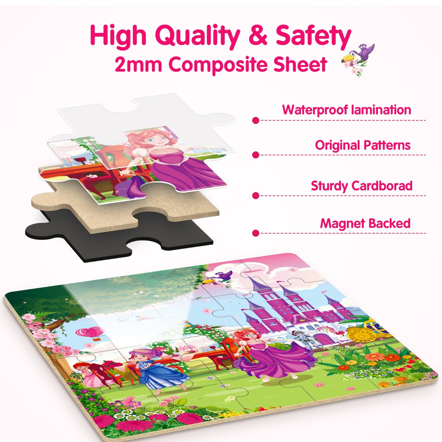 SYNARRY Unicorn Mermaid Princess Magnetic Puzzles for Toddlers 3-5 Girls, 20 Pieces Travel Puzzles for Kids Ages 4-6, Car Airplane Road Trip Activities Toys for 3 4 5 6 Year Old Girls Birthday Gifts