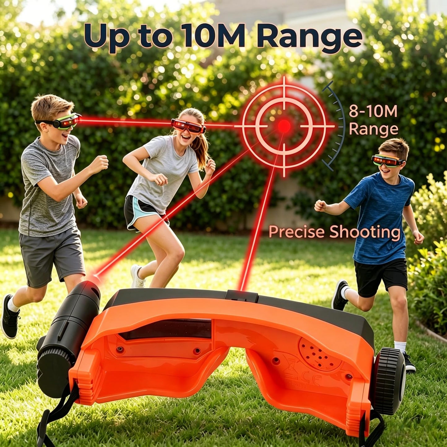 Laser Shoot Head-to-Head Combat Battle Eye Mask Laser Tag Game, LED Lights, 10M Range, for Ages 6+, 2 Pack (2, Green+Orange)
