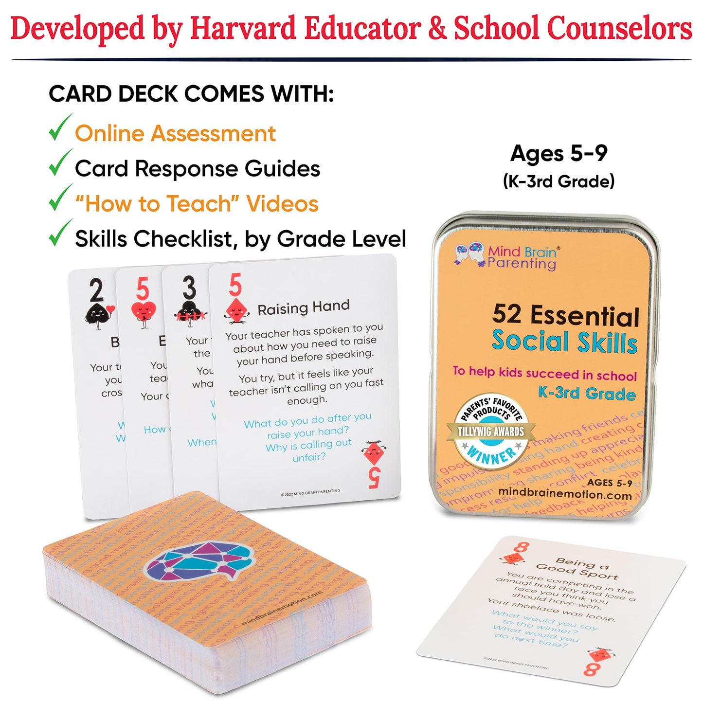 Mind Brain Emotion 52 Essential Social Skills Lessons & Teaching Tool Kit - Social Emotional Learning Activities for Parents, Teachers, School Counselor (Kindergarten, Elementary Kids)