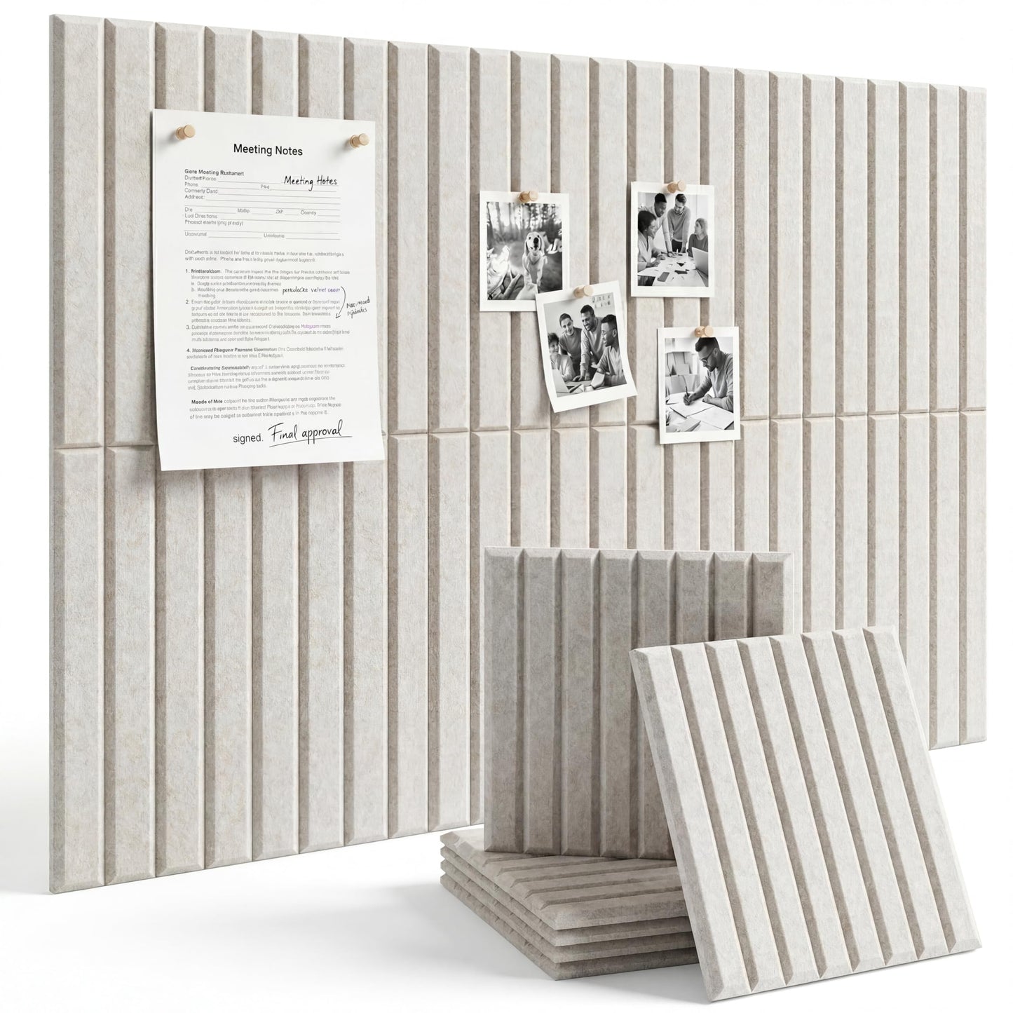 LOUKAII 0.47" Extra Thick Felt Bulletin Board, 6 Pack 36"x24" Large Pin Board with 50 Push Pins & 30 Removable Adhesive Tabs, No-Warp Wall-Friendly Display for Home Office Classroom, Oatmeal