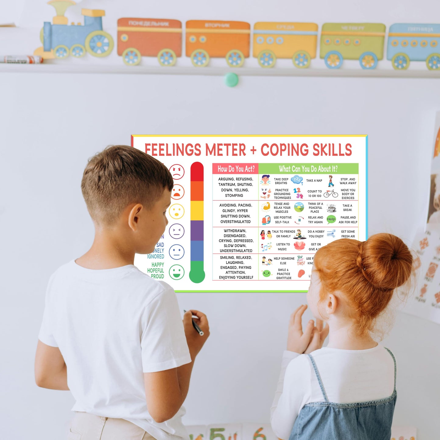 6 Zone of Self-Regulation Bulletin Board Set, Feeling Chart for Kids, Emotional Regulation Poster for Bedroom Decor Classroom Office Room Decor Set of 6 (12x18 Inch)