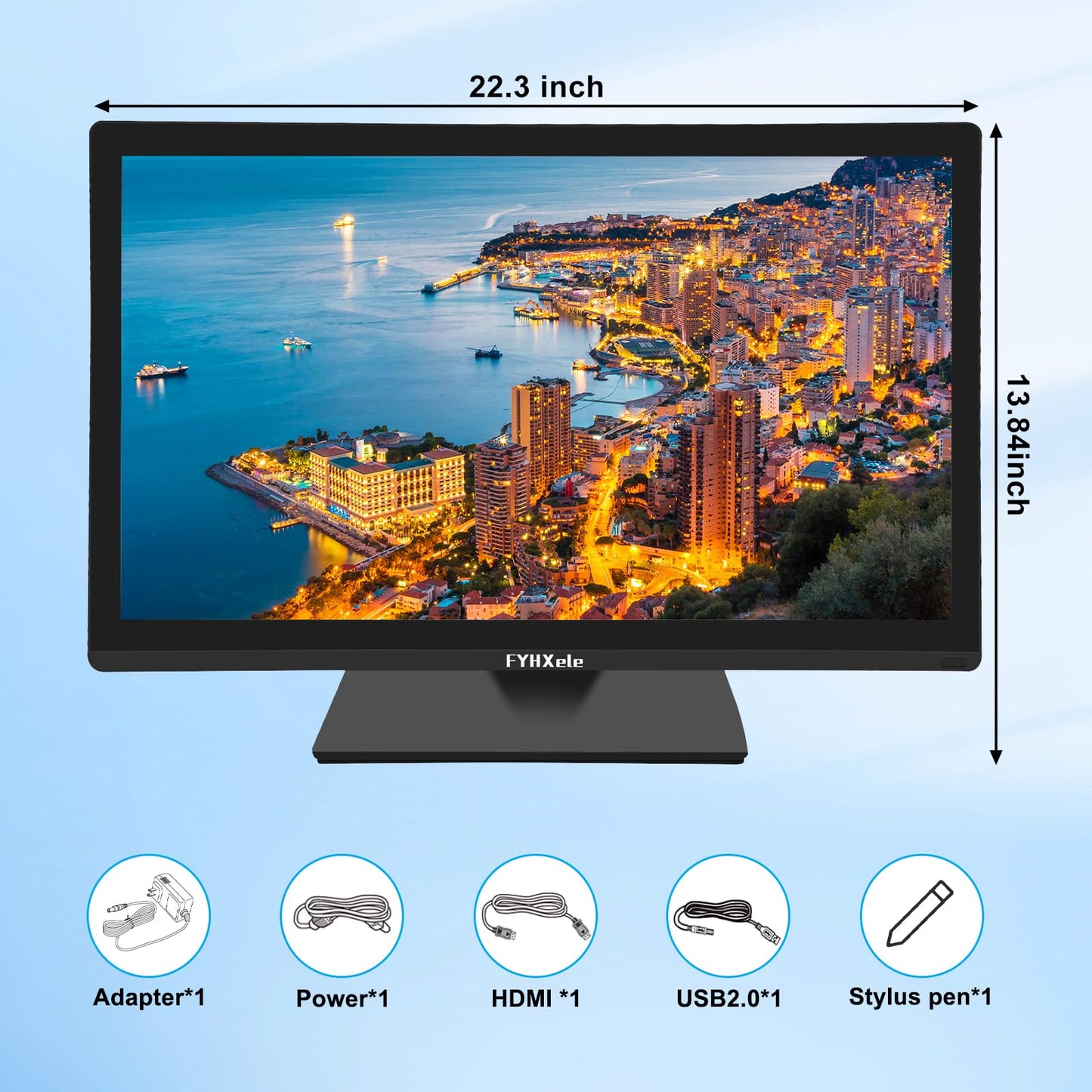 FYHXele 24 Inch Touchscreen Monitor, IPS FHD 1080P Touch PC Display, 100Hz, LED Backlit Multi-Touch Monitor, VESA, HDMI & VGA & USB Computer Touch Screen for Gaming, Business, Warehouse, Bar, Gym