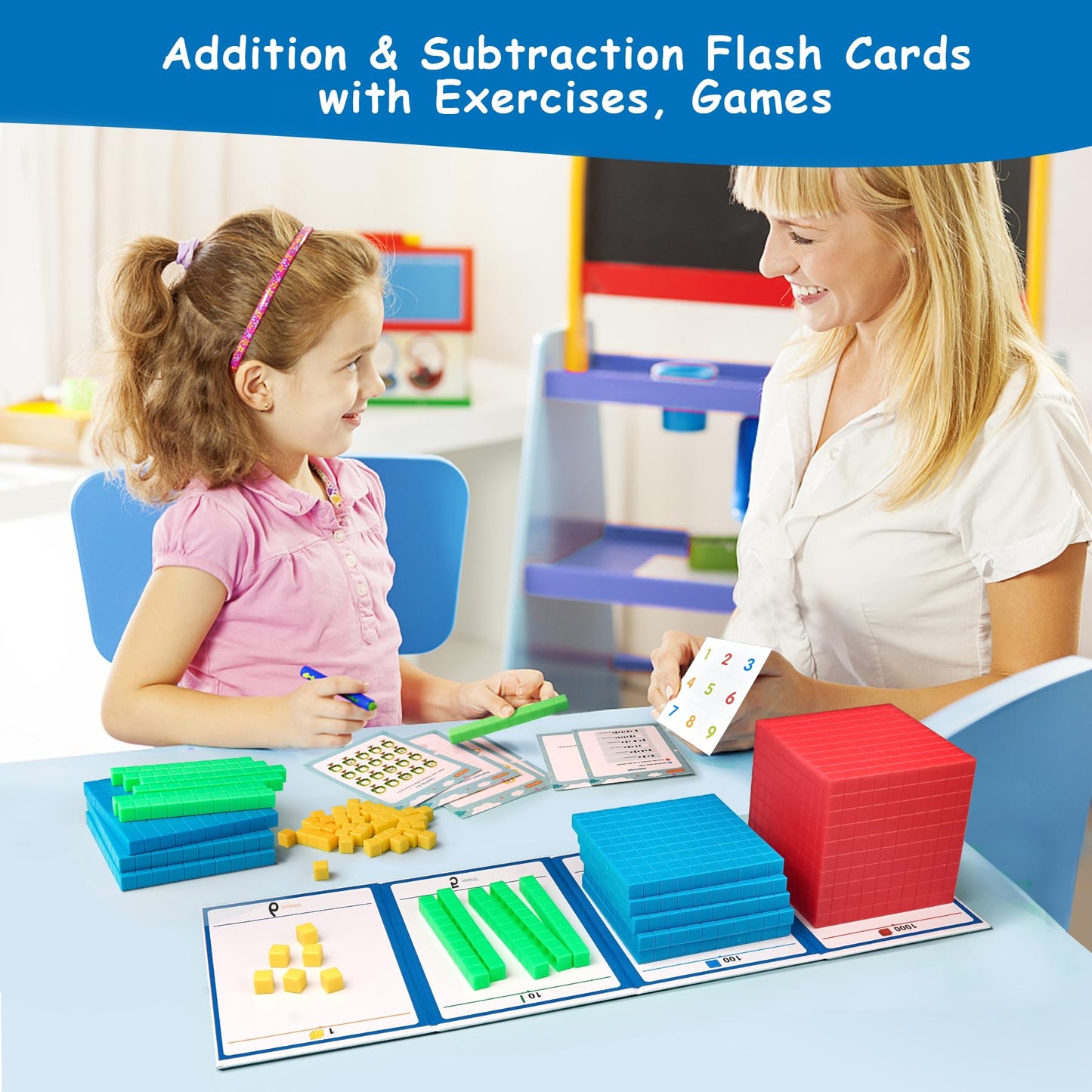 stochastic box Base Ten Blocks Plastic 143 pcs Math Manipulatives Kindergarten Counting Cubes for Kids Math,Place Value Blocks for Early Counting Math Toy for 1st Grade