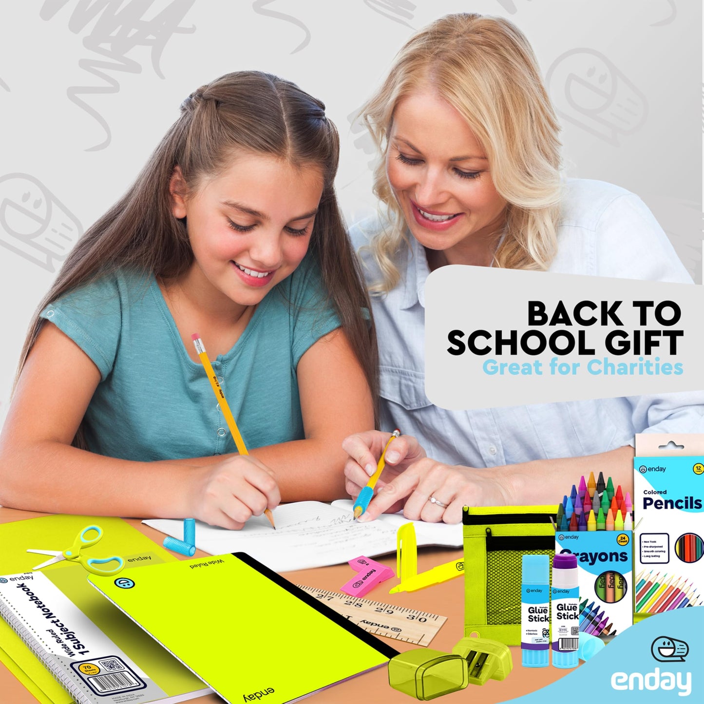 Enday Back to School Supplies for Kids, Green School Supply Box Grades K-5, Premium Quality Kids School Supplies Kit, Kindergarten School Supplies for Girls and Boys, 78 Piece Set