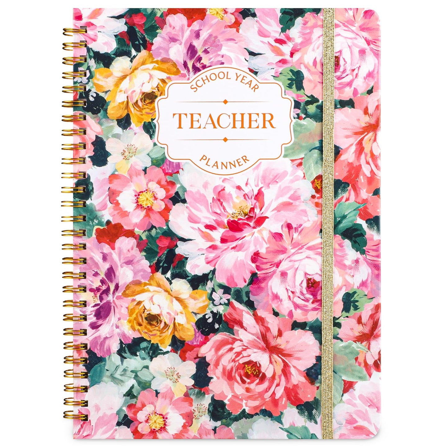 Teacher Planner 2026-2027, 7x10'' Undated Lesson Planners Teacher Planner Academic Year with Elastic Band, Back Pocket for Classroom or Home school Use，Watercolor Floral