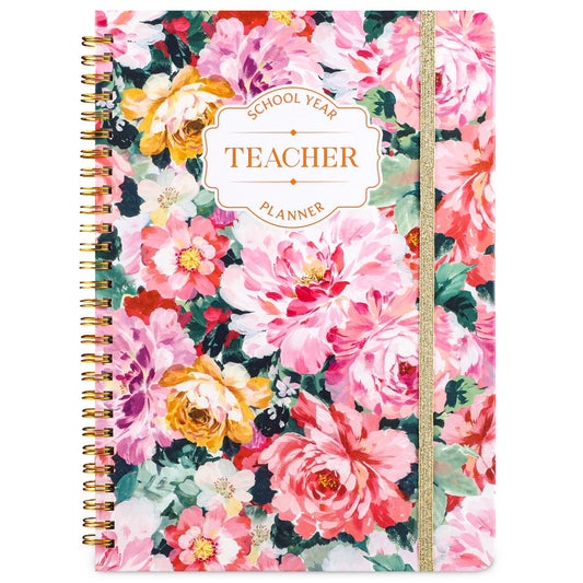 Teacher Planner 2026-2027, 7x10'' Undated Lesson Planners Teacher Planner Academic Year with Elastic Band, Back Pocket for Classroom or Home school Use，Watercolor Floral