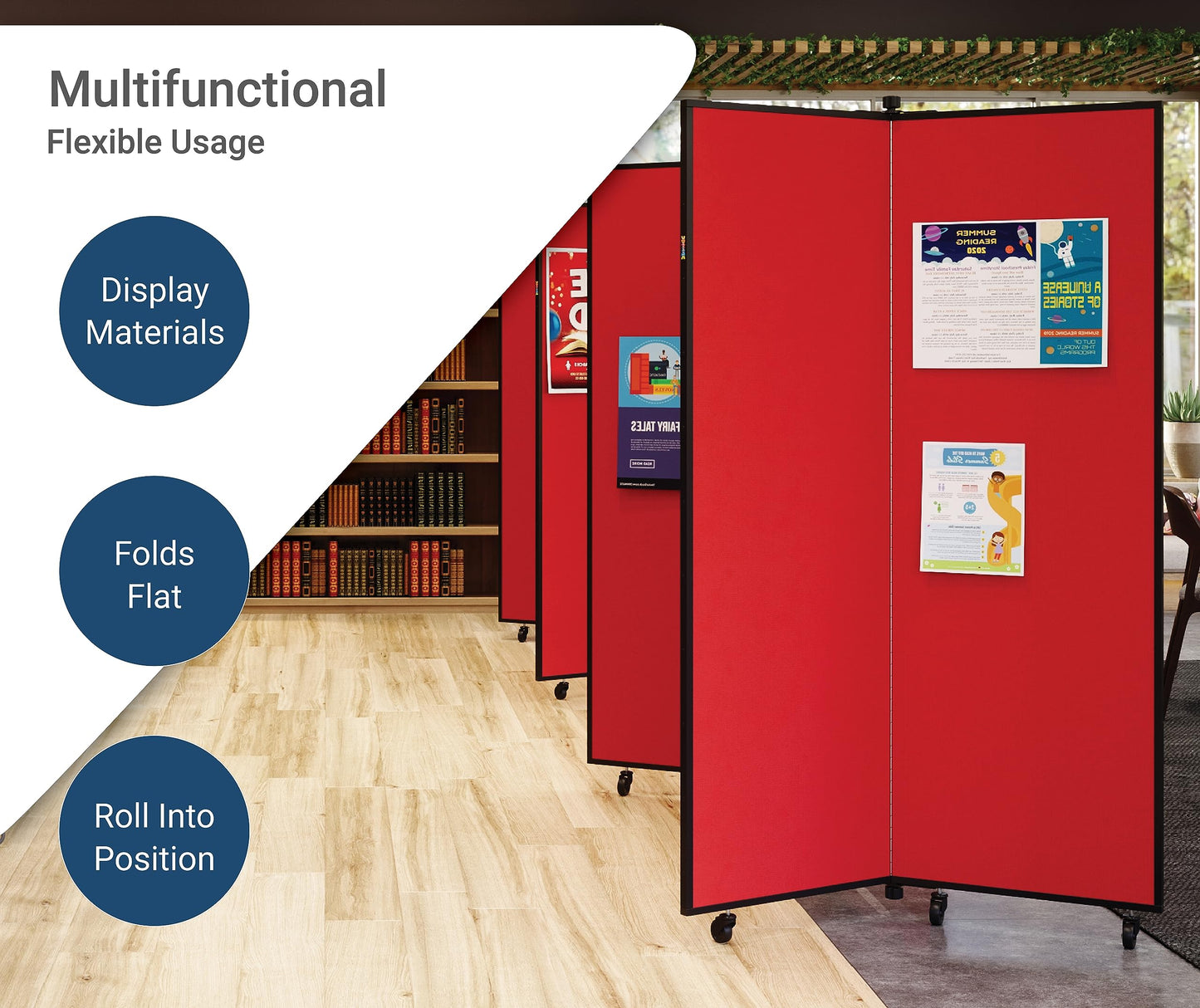 Screenflex Display Towers, Portable Display Boards for Art Shows, Classrooms, Offices, and More. 5'-9" H x 3'-1" W - Navy Fabric