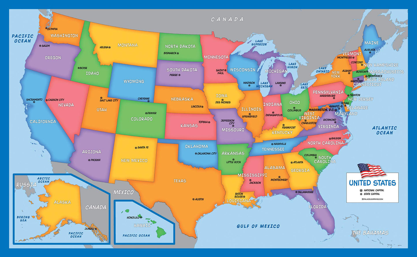 3 Pack - Solar System Poster for Kids [Long] + Simplified USA & World Map Set [Blank] (LAMINATED, 18" x 29")