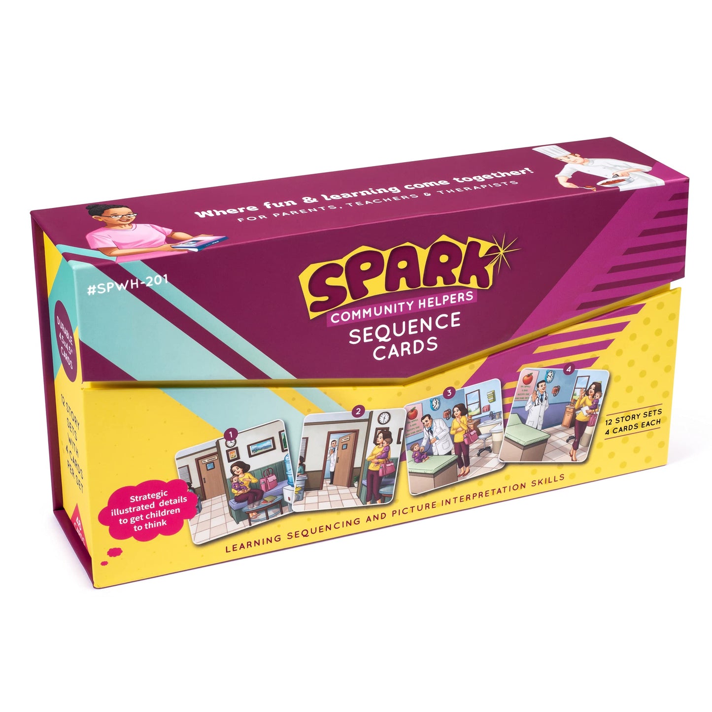 SPARK INNOVATIONS Kids Story Cards Sequence Game Large Storytelling and Sequencing Cards. Community Helper Stories for Sentence Building Educational Picture Card Games