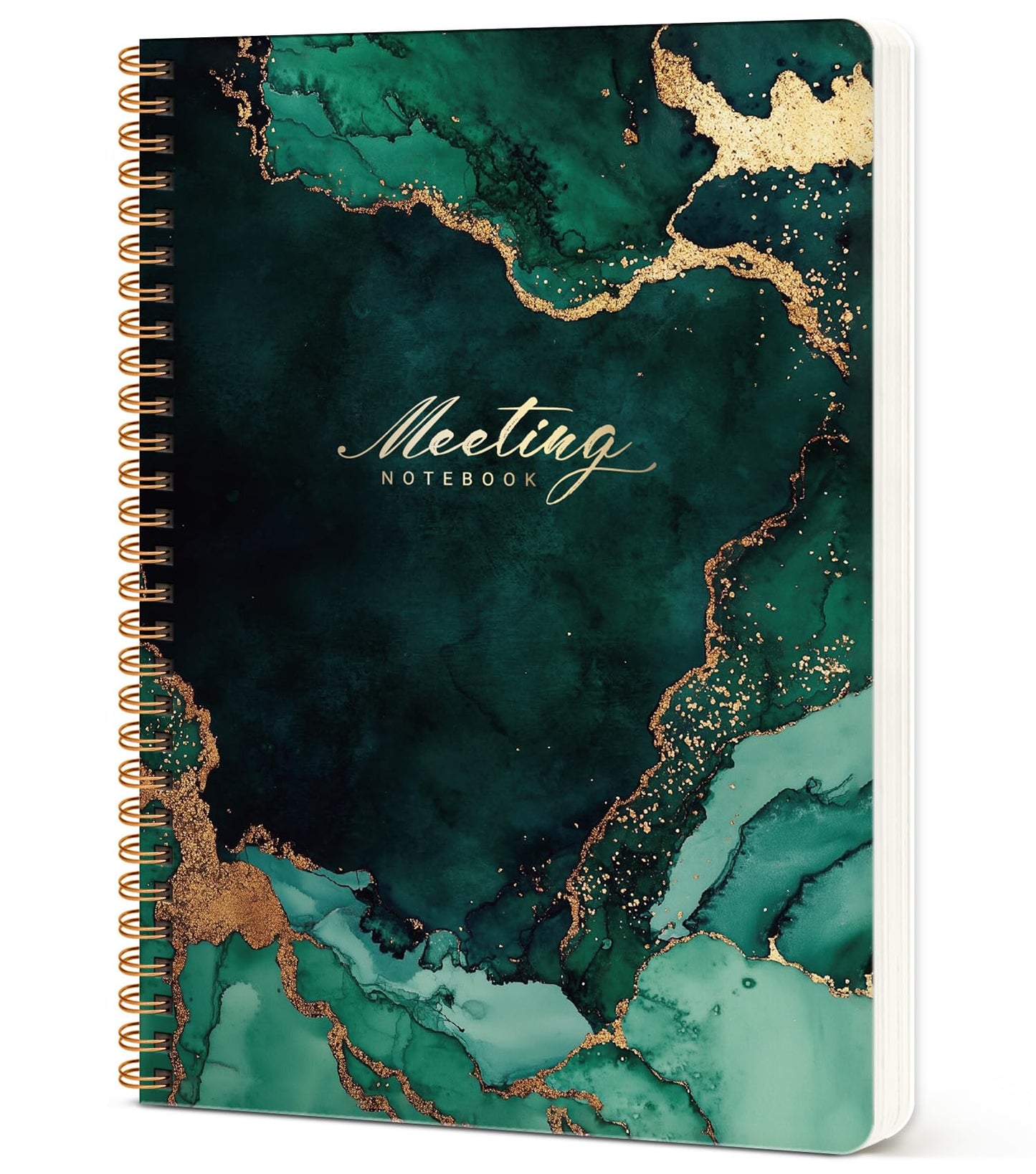 Meeting Notebook for Work Organization - Work notebook with action items, Meeting Minutes Planner Notebook, Perfect Office Supplies for Men & Women - Emerald Drift
