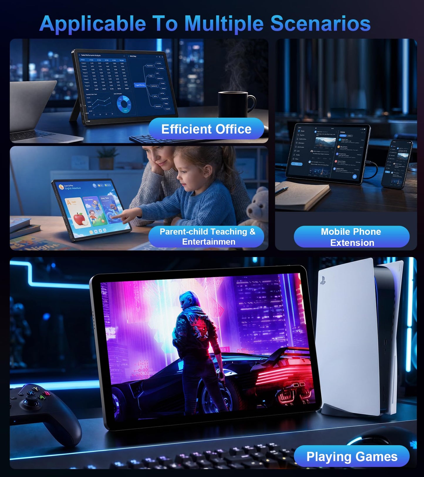 Prystivue 11" 2.5K Touchscreen Portable Monitor, 2560x1600 IPS Display 16:10,USB-C & Mini HDMI, VESA Stand Compatible with Laptops, Desktops, Phones, PS, Mac, Xbox, Switch, and Other Gaming