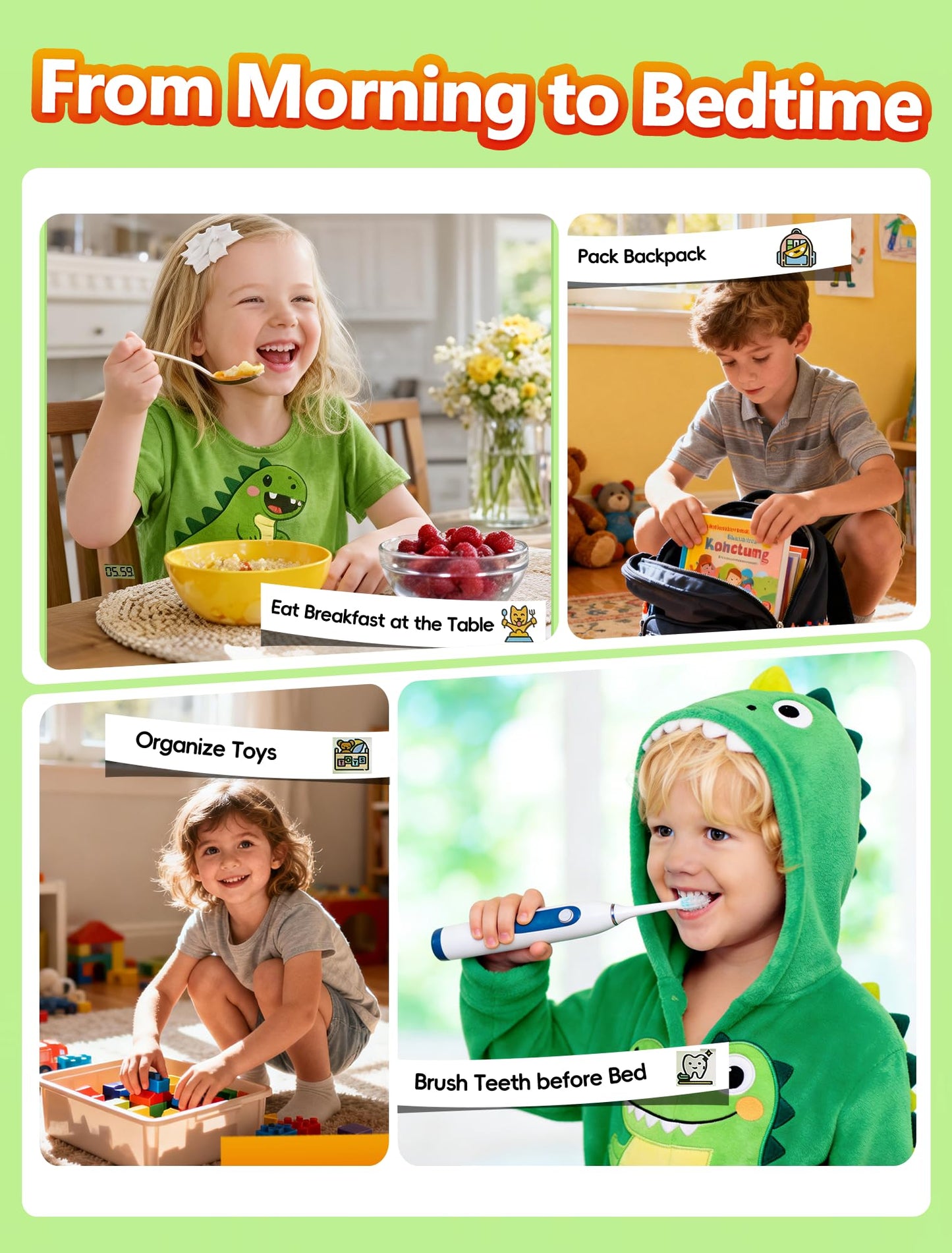 Dinosaur Visual Timer for Kids with Digital Timer & Schedule Board