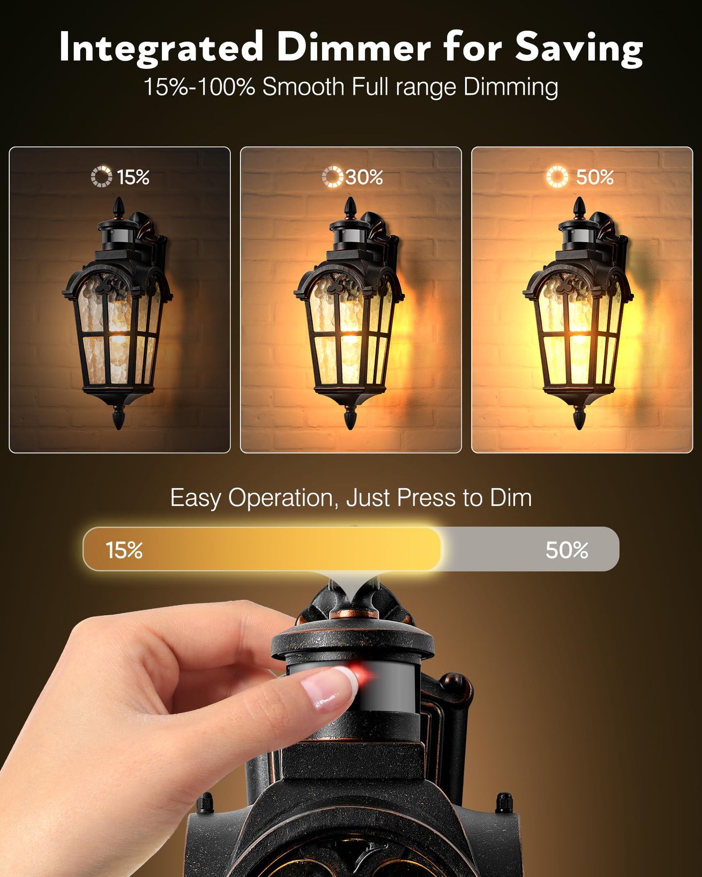 VIANIS Outdoor Motion Sensor Light, Aluminum Porch Lantern, 16.4in H, Oil-Rubbed Bronze, Model V81531B2