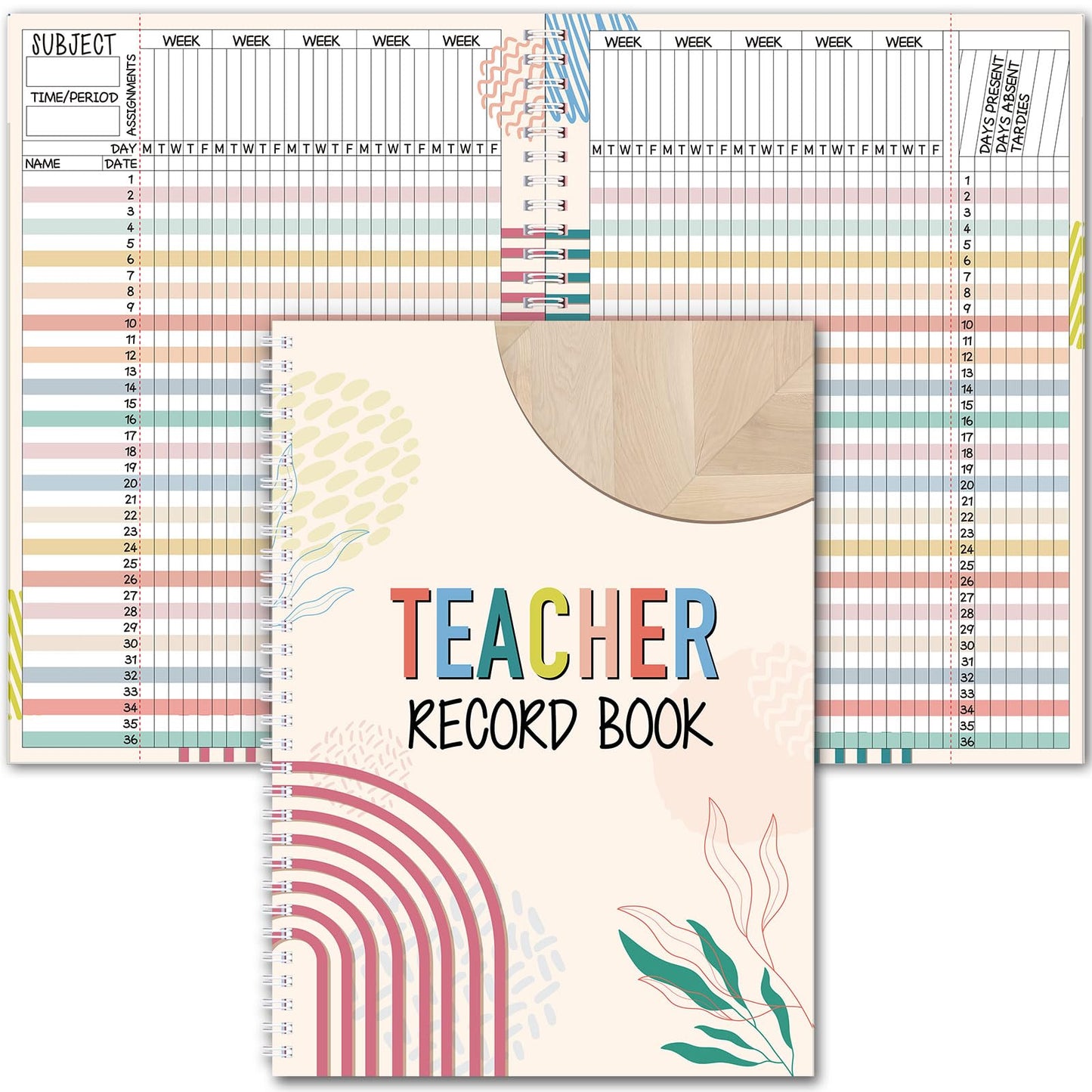 Fuyoooo Teacher Record Book Teacher Grade Books 2026-2027 Spiral Bound Record Planner 2026 Class Grade Book Office Favors for Classroom Attendance Decoration Double Sided(True to You)
