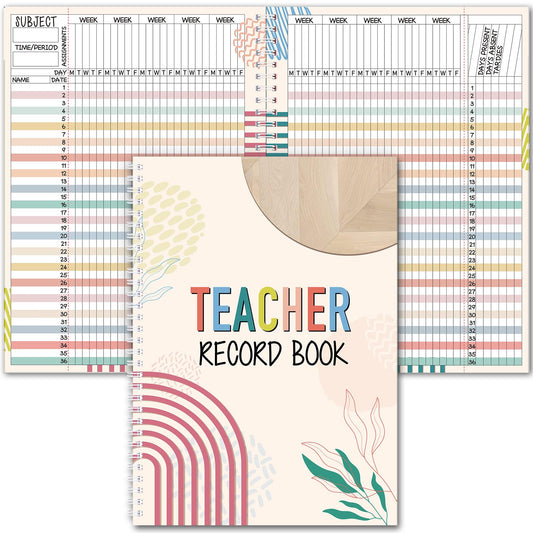 Fuyoooo Teacher Record Book Teacher Grade Books 2026-2027 Spiral Bound Record Planner 2026 Class Grade Book Office Favors for Classroom Attendance Decoration Double Sided(True to You)
