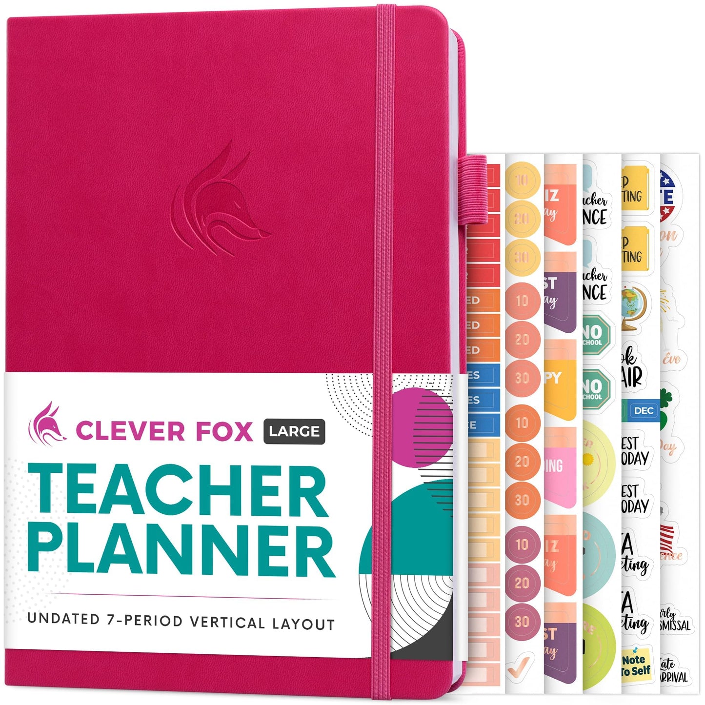 Clever Fox Teacher Planner – School Year Planner with Calendars & Lesson Plans – Teacher Plan Book for Classroom & Homeschool Organization - Undated, 7x10″, Hardcover (Fuchsia)