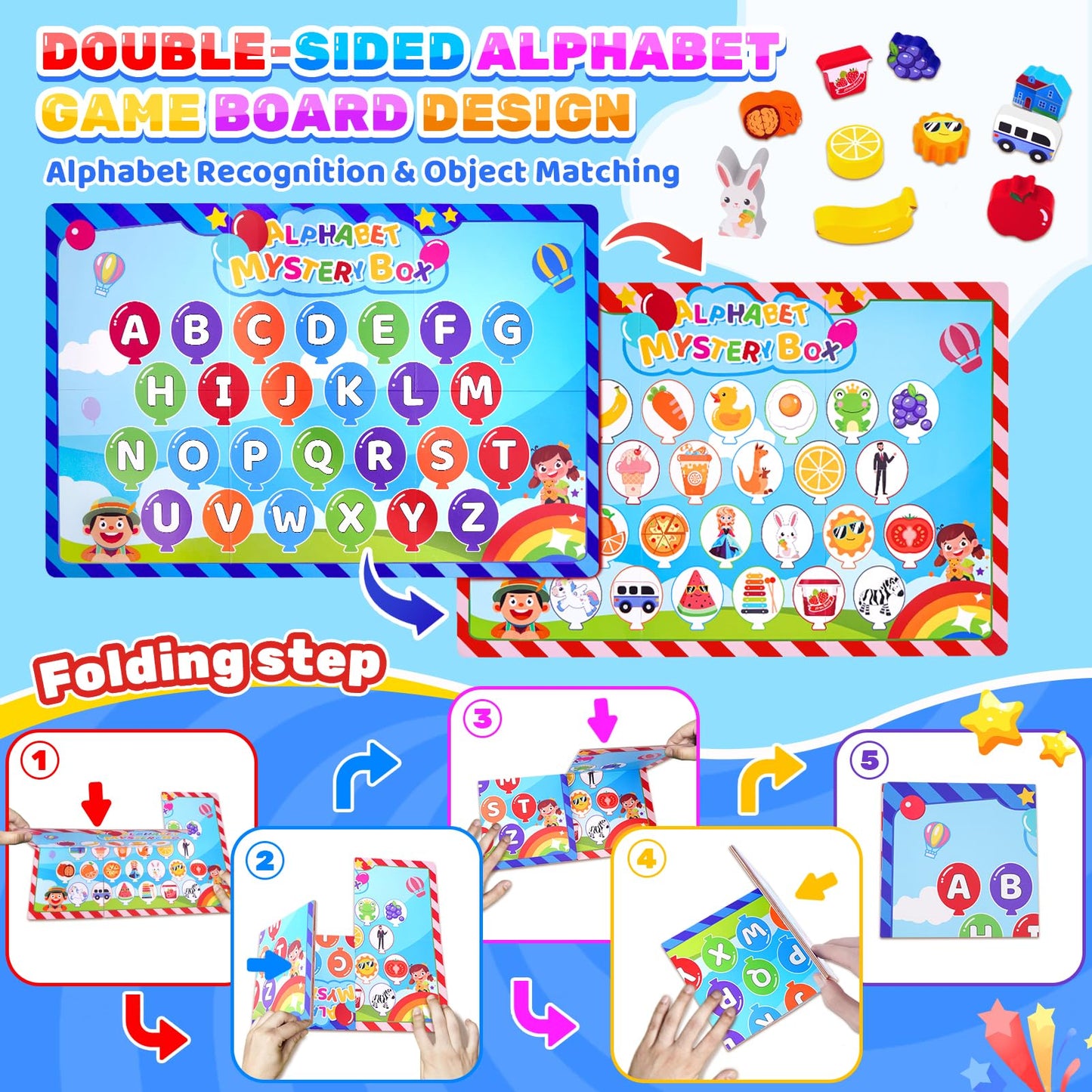 KMTJT Montessori Alphabet Mystery Box Toys for Toddlers Age 1 2 3 4 5, 26Pcs Fine Motor Sensory Sorting Games, Preschool Learning Activities & Speech Therapy, Christmas Birthday Gifts for Boys Girls