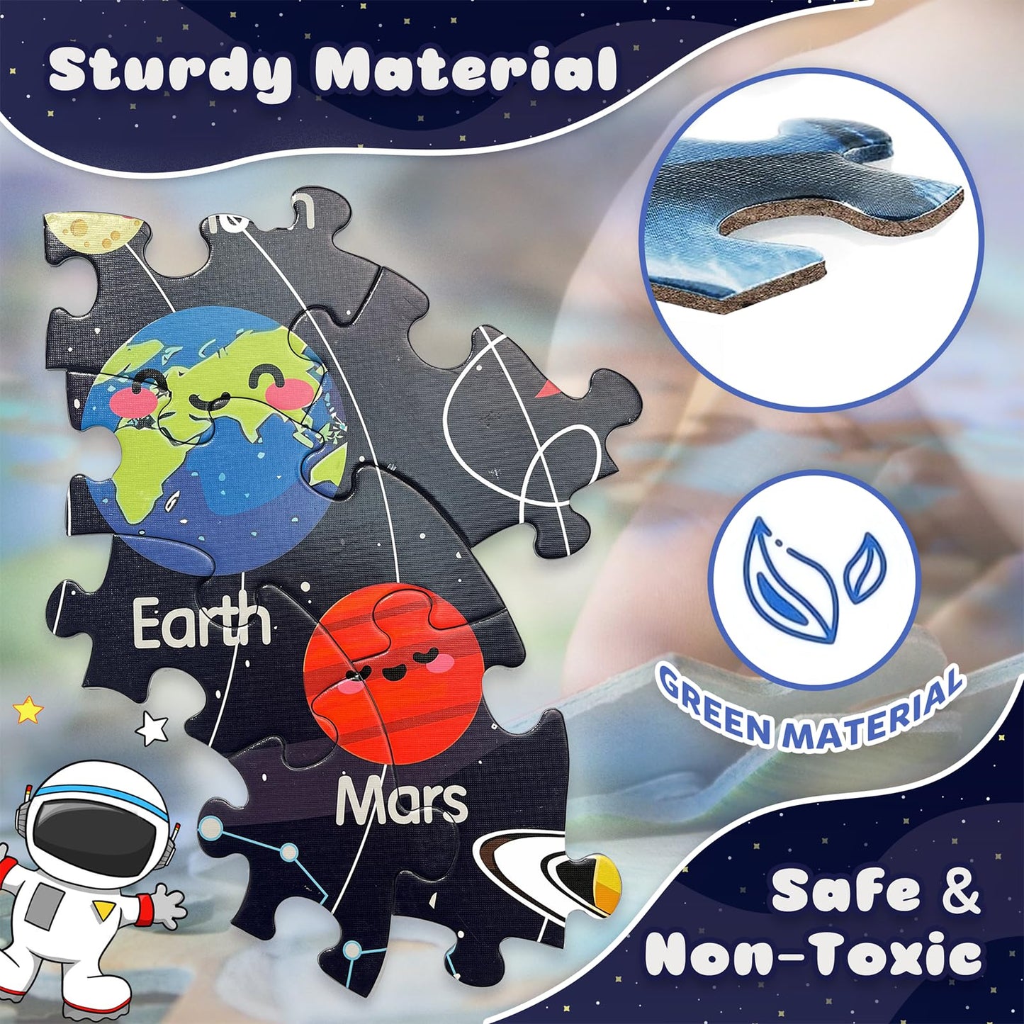 TALGIC Puzzles for Kids Ages 4-6 with Solar System Planets, 70 Piece Round Large Kids Floor Puzzles for Ages 3 4 5 6 7 8, Educational Toy Gift Jigsaw Puzzles for 5 Year Old Boys Girls