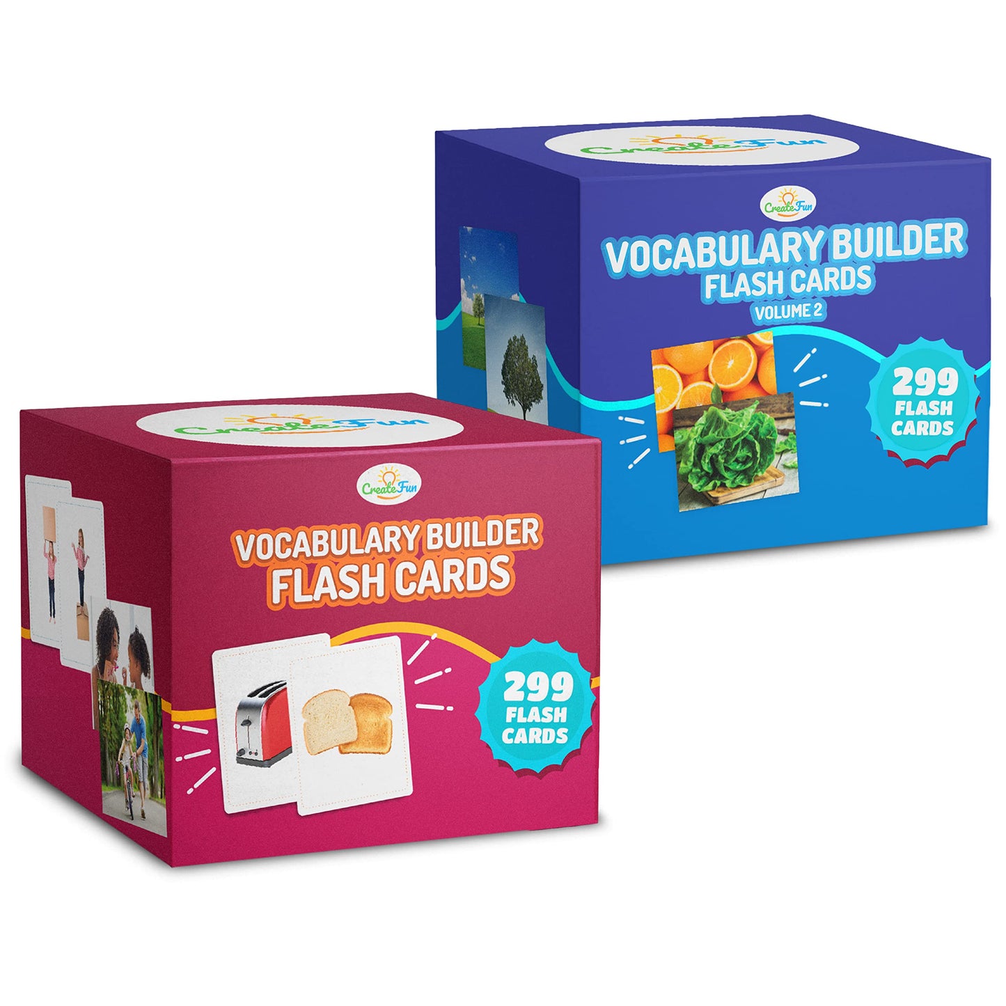 598 Vocabulary Builder Flash Cards Bundle Vol 1 & 2, Educational Photo Cards for Speech Therapy, ESL, Autism, Homeschool & Kids Includes Emotions, Go Together Opposites, Nouns, Prepositions and Verbs