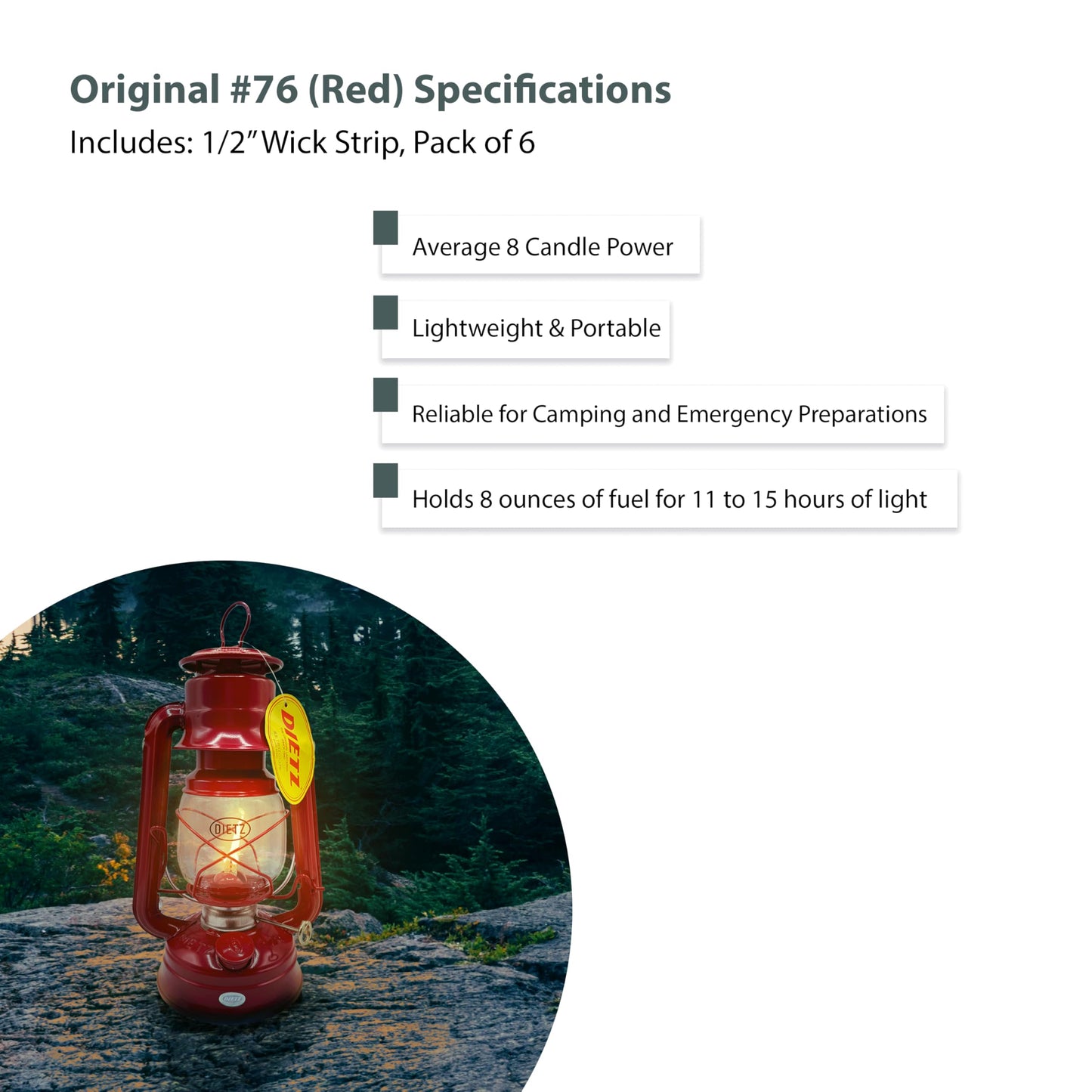 LIGHT OF MINE Oil Lantern - Dietz #76 Original Red with Replacement Wick Strips - Multicolor
