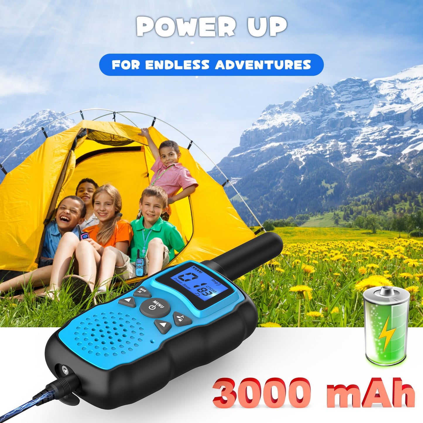 Wishouse Walkie Talkies Rechargeable for Kids Adults Long Range,Xmas Birthday Gift for Boys Girls 3 4 5 6 7 8 9 10 Year Old,Hiking Camping Gear Games Ideas Toys with Flashlight,VOX,Easy to Use 4 Pack