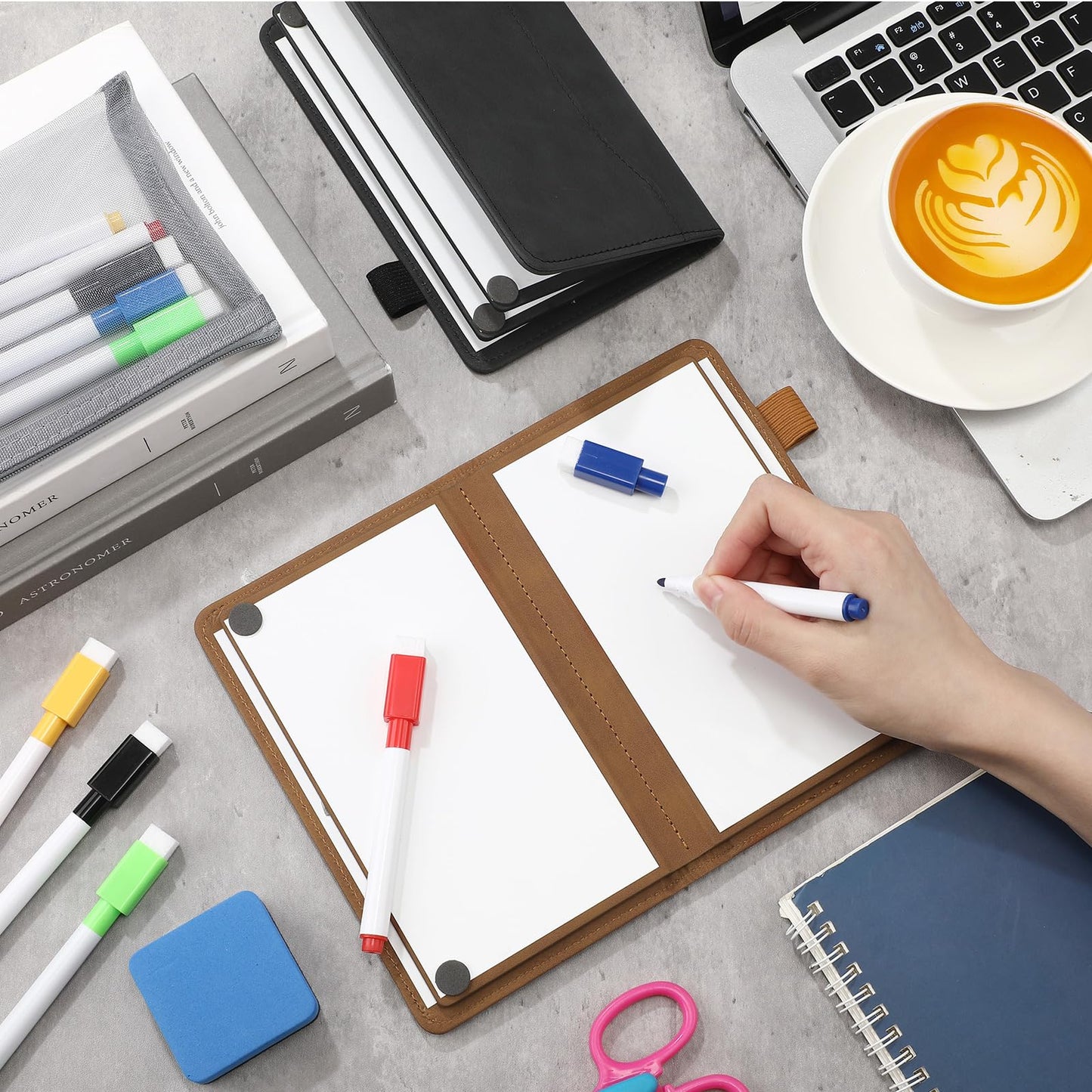 Feifeiya 6 Sides Dry Erase Whiteboard Notebook Portable Notebook White Boards 4"x7"(a6) Mini Folding Whiteboard Anti-ghosting Surface, Travel Dry Erase Mini White Board for Office, School, Study
