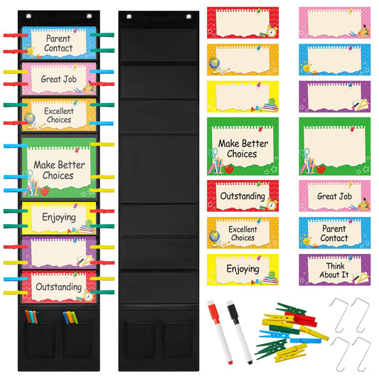 2 Sets Student Behavior Clip Chart for Classroom Management Track Reward Incentive Behavior Pocket Chart Bulletin Board Teacher Supplies Good for School Kindergarten