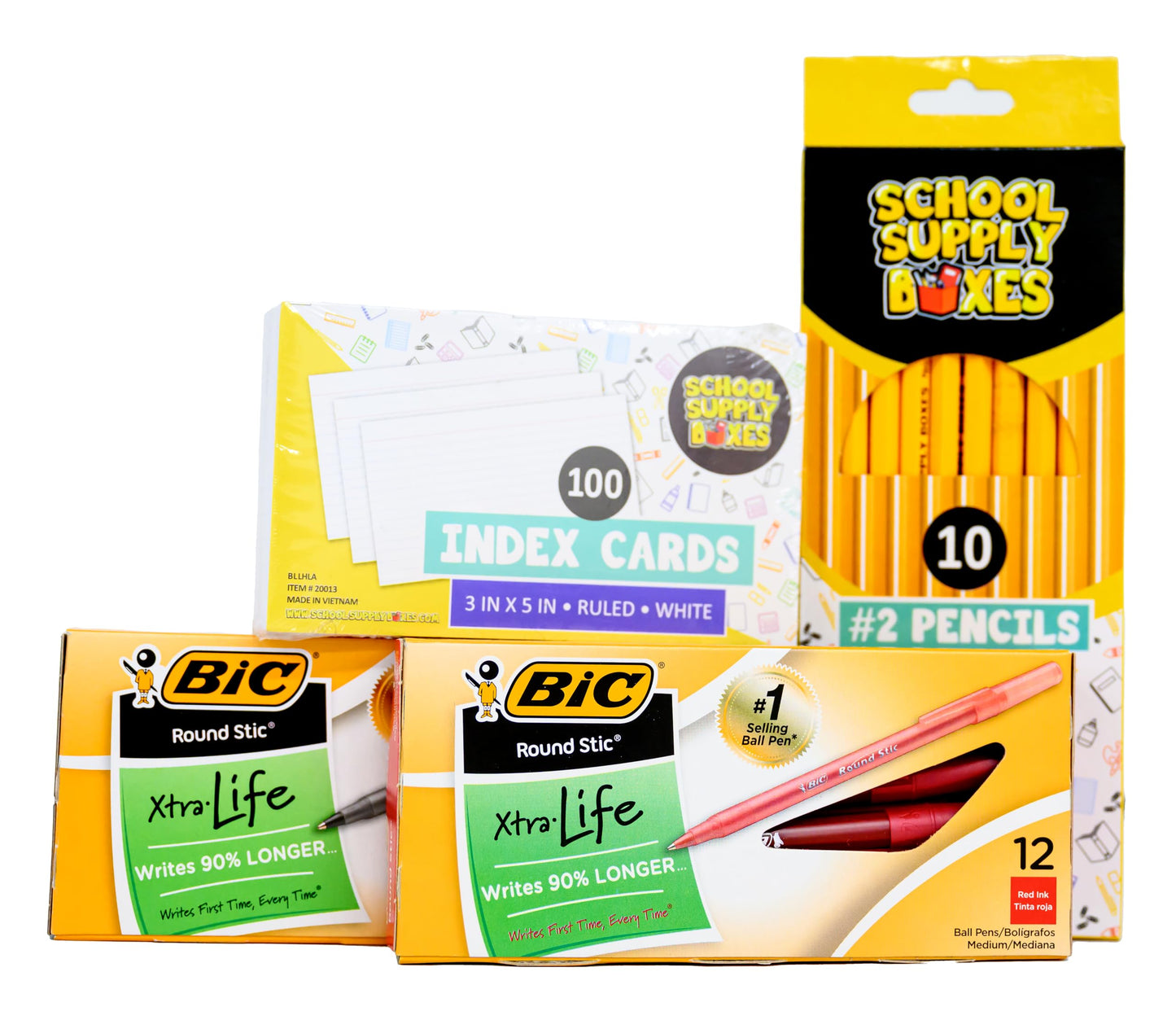 School Supply Boxes | High School Writing Bundle (1 Box) | Back to School Essentials Kit for Students & Teachers | Includes College-Ruled Filler Paper, College-Ruled Notebooks, 12 ct. Pens, & More