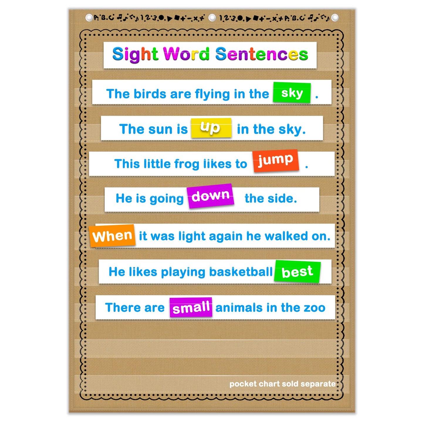 EAMAY Standard Pocket Charts, Clear 10 Pocket Chart for Teacher Lessons in a Classroom or Home Use – Fits Standard 3” Sentence Strips and Word Cards, Brown