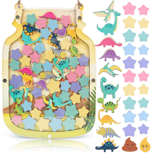 102 Dinosaur Reward Jar for Toddlers Reward Chart for Kids Back to Shcool Dinosaur Behavior System Chart Jar for Chiildren 8.8" X 12" Incentive Behavior Jars for Boys Girls School Classroom Students