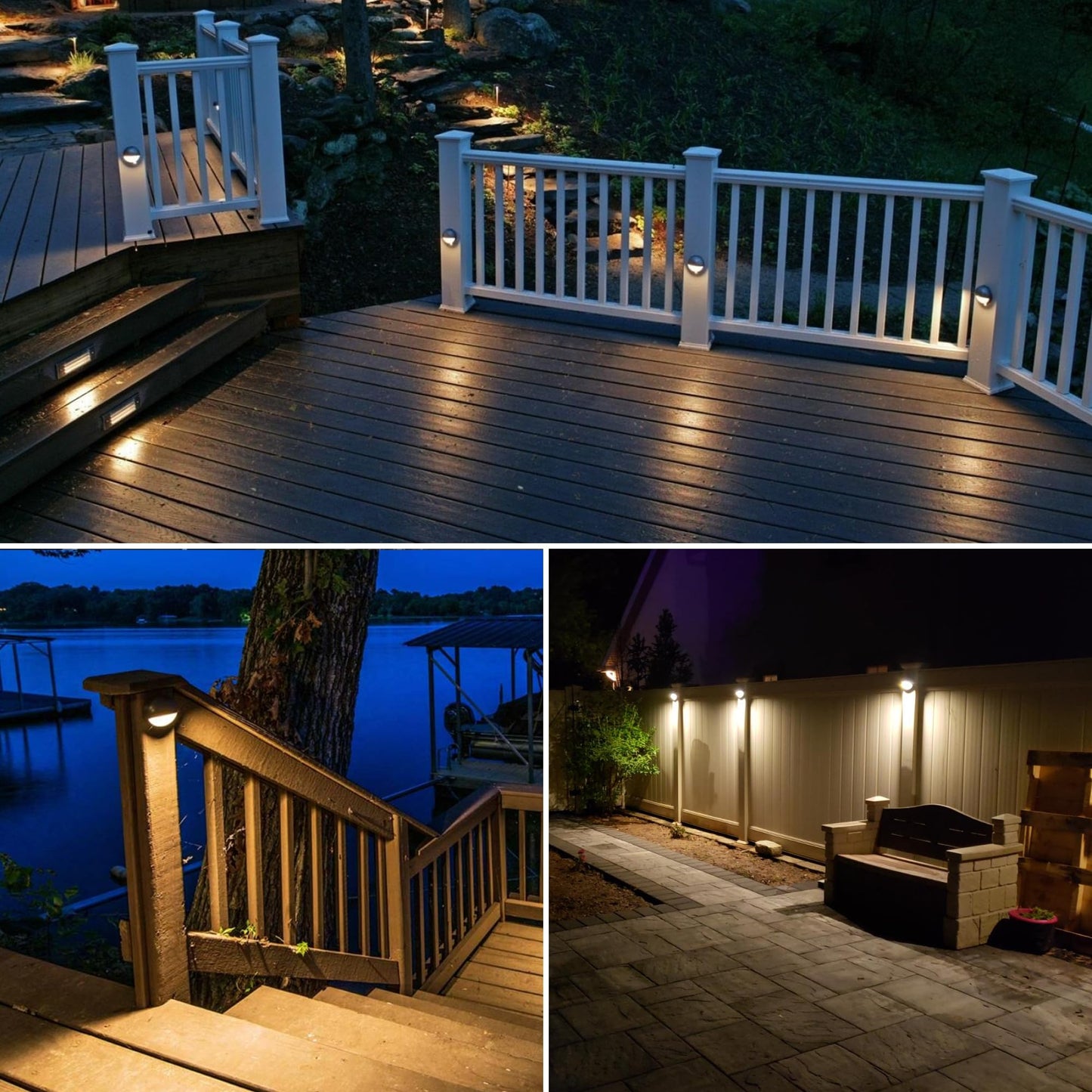 SUNVIE Low Voltage Deck Lights 5W LED Warm White 12 Pack Outdoor Landscape Lighting 3000K with Fastlock2 Connector