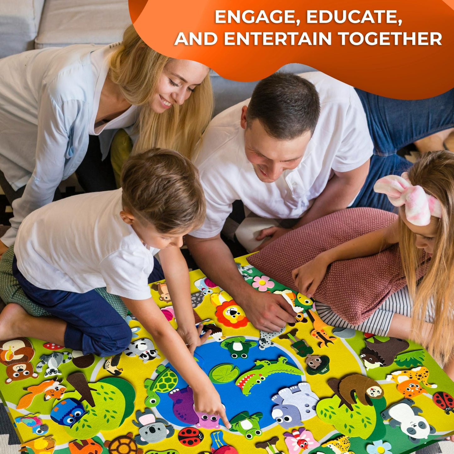 QUOKKA Zoo Felt Board for Toddlers 51 PCS - Double-Thick Felt Board Story Set - Durable Wall Activity Panel - Ideal for Storytelling Indoor Toddler Activities and Classroom