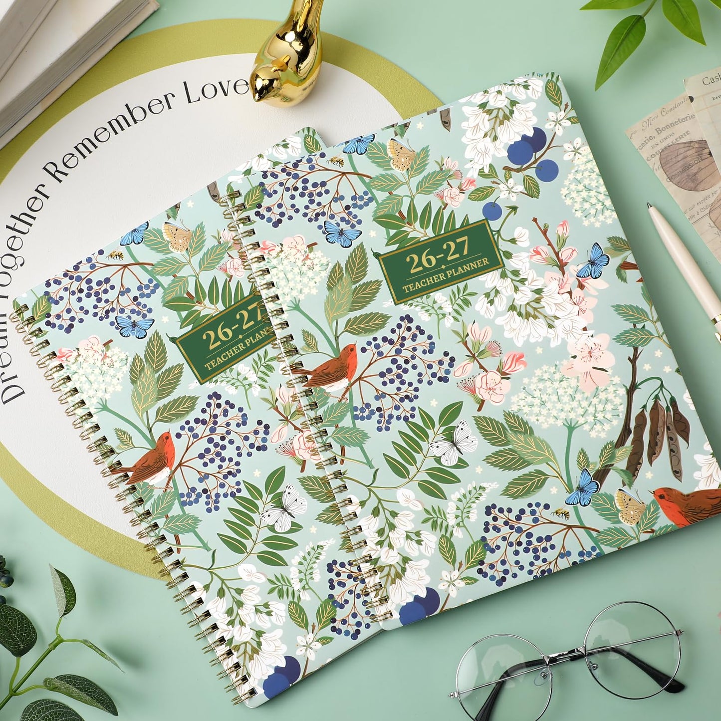 Teacher Planner 2026-2027 - Teacher Lesson Planner 2026-2027, 8.3" x 11", Jul.2026 - Jun.2027, Academic Planner, Weekly & Monthly Lesson Plan Book for Teachers with Back pocket, Colorful Tabs - Floral