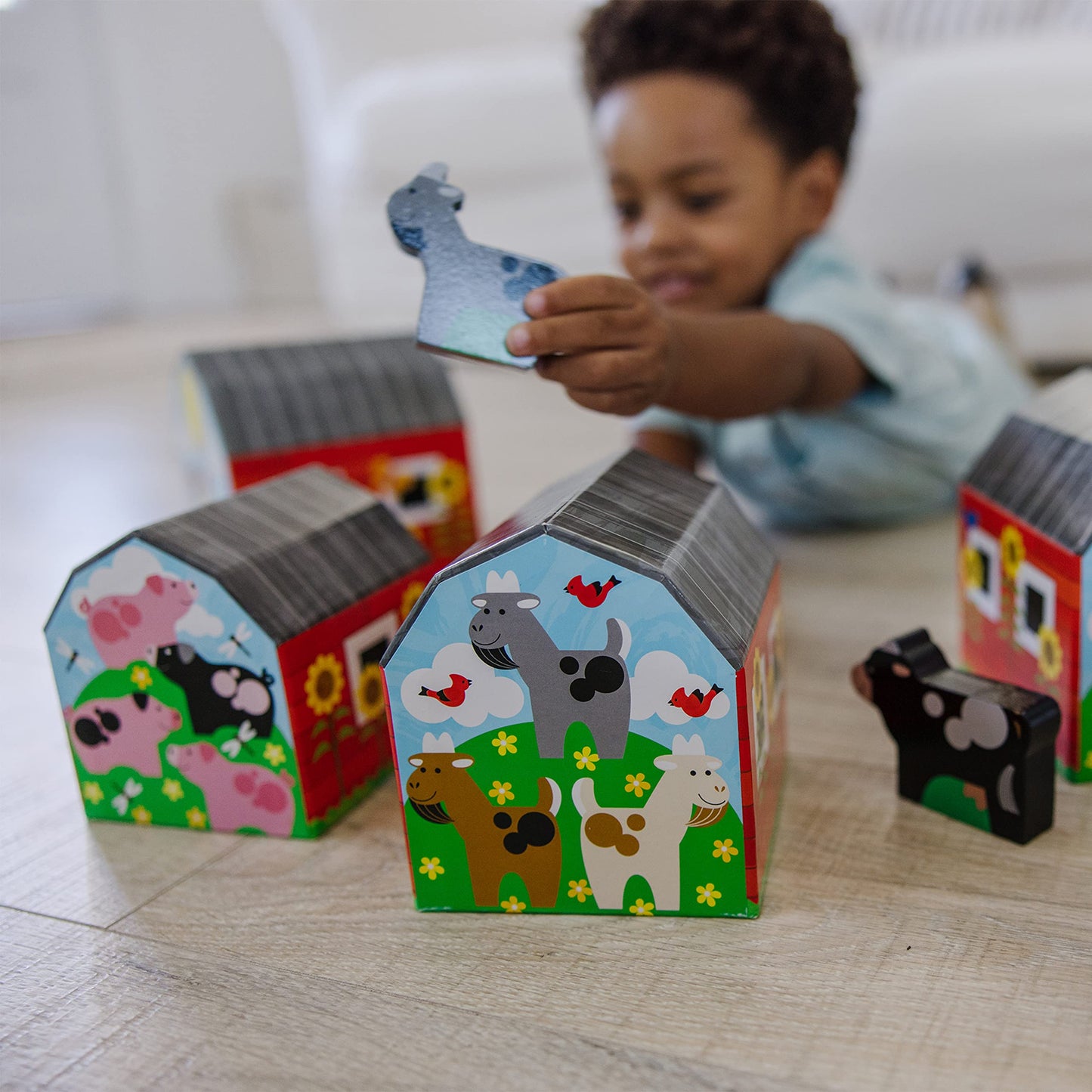 Melissa & Doug Nesting and Sorting Barns and Animals with 6 Numbered Barns and Matching Wooden Animals