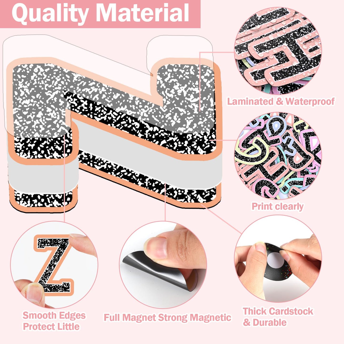 Qyeahkj 103 Pcs Composition Magnetic Letters 2" Pastel Colorful Magnetic Letters for Whiteboard Fridge Magnet Alphabet Kit for Tool for Home Spelling