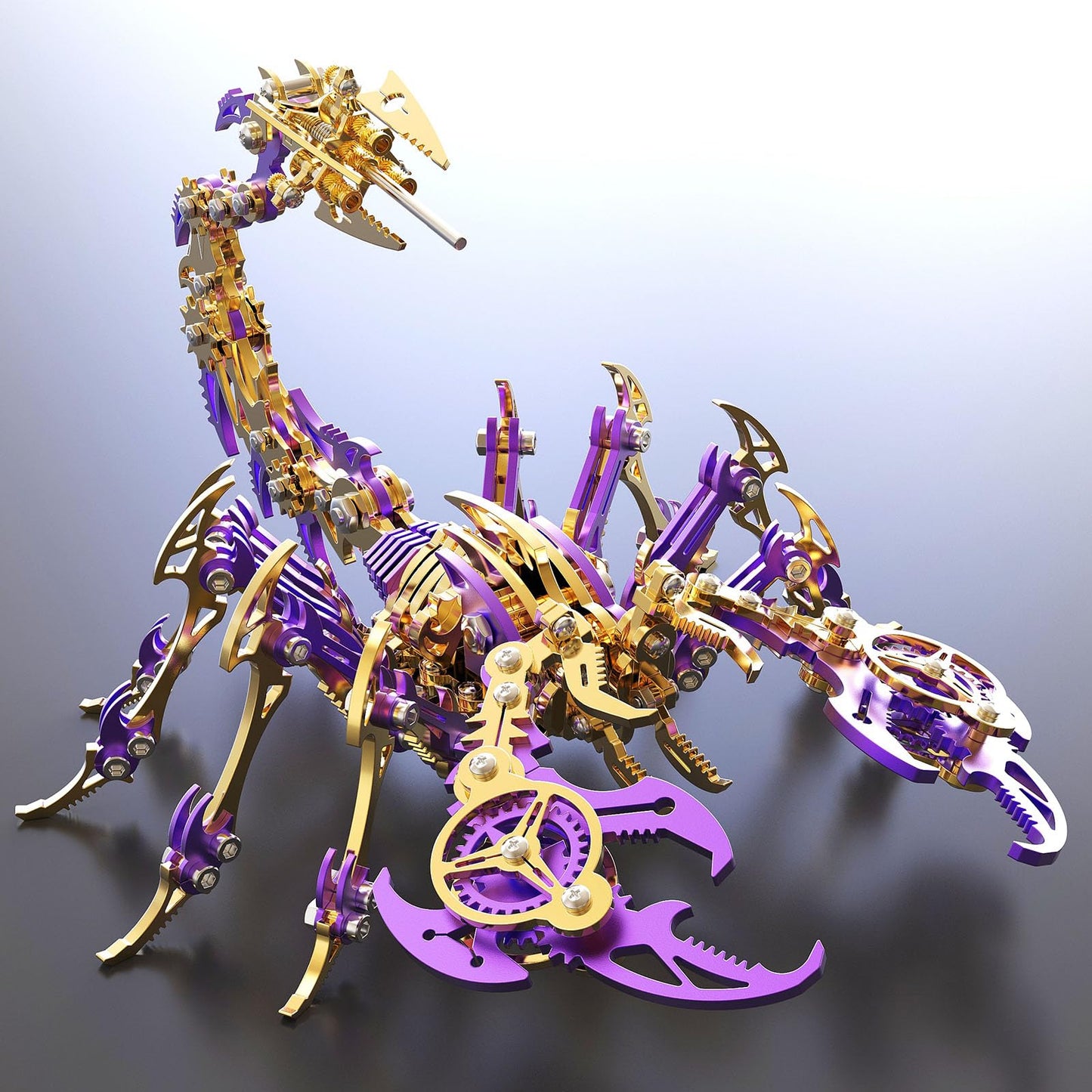 Metalkitor Scorpion 3D Metal Puzzles Kits for Adults Teens – 454 Pcs – Mechanical Assembly Models – 4 Hours to Build – Ideal for Gifts and Decorations (Gold Purple)