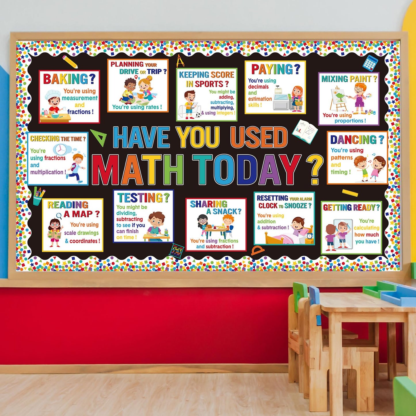 Pajean 85 Pcs Math Bulletin Board Set Math Posters Classroom Decorations for Elementary Middle High School Mathematics Education Posters Teacher Supplies (Bright)