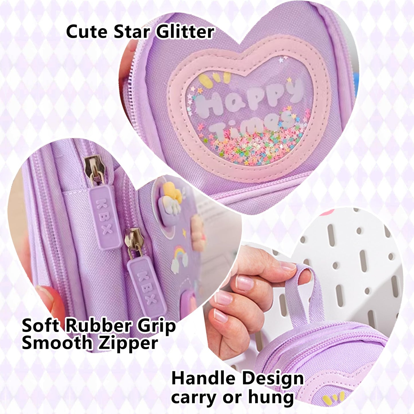 UINSUE Mini Backpack Pencil Case Art Marker Storage Canvas Makeup Pocket Small Gadget Bag Organizer Random Free of Highlighters (Bear Purple)