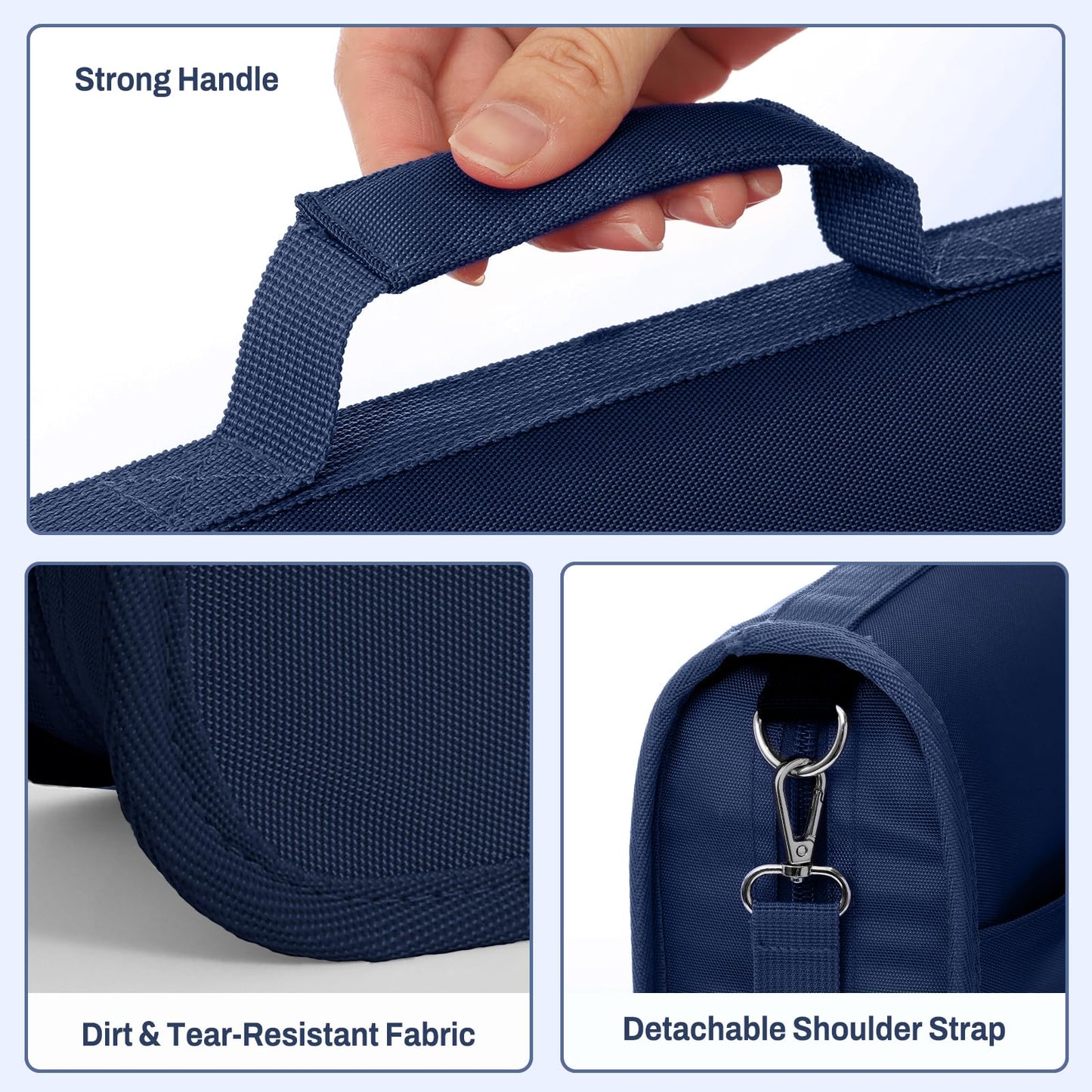 SUNEE Zipper Binder 3 Ring, 3 Inch O-Ring with Handle and Shoulder Strap, 600-Sheet Capacity, 5-Tab Expanding File Folder, Multi-Pockets for Middle School Organizer Binder with Zipper, Navy Blue
