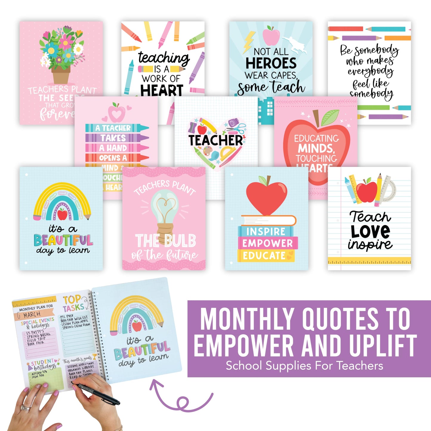 Hadley Designs Teacher Planner 2025-2026 – Lesson Planner Book for Teachers Must Haves, Undated Teacher Planners, Lesson Plan Notebook, Homeschooling Planners, Teachers Appreciation Gifts