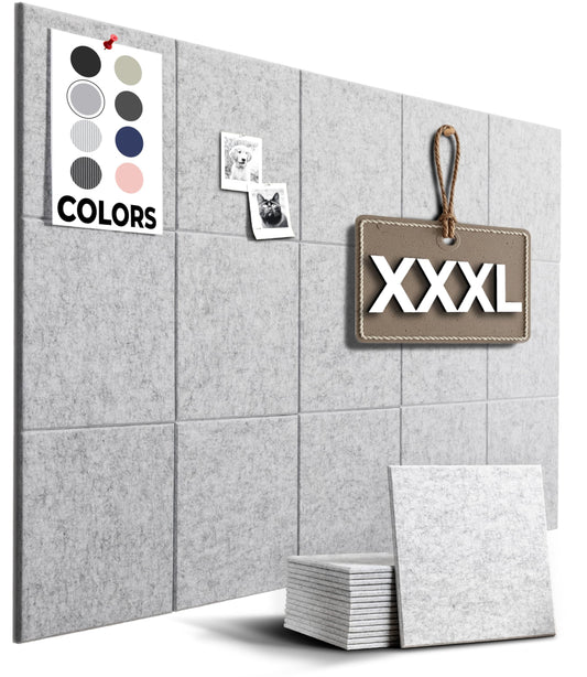 WALLHERO Cork Boards for Walls, Bulletin Boards 59"x36" | 15 Pack | Felt Bulletin Board, Large Cork Board for Office, Wall Protector for Dart Board, Corks Boards, Felt Board Tiles (Gray Marble)