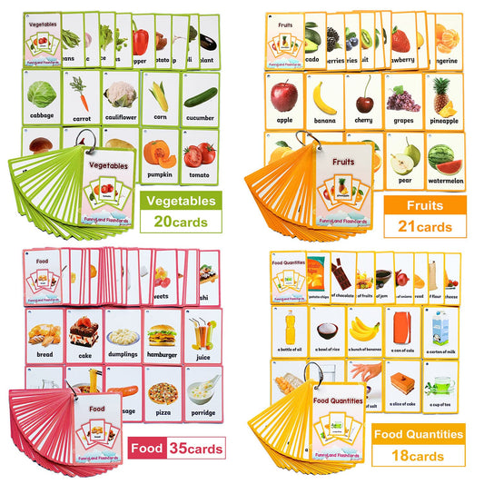 Fruits/Vegetable/Foods/Food Quantities Flash Cards English Flash Cards Pocket Card Learning Toys for Children Pre-Kindergarten Kids Education Aids