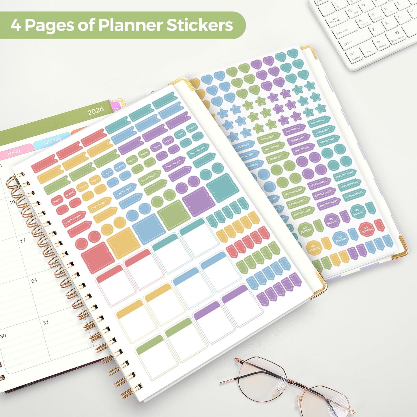 SKYDUE Teacher Planner 2026-2027 Academic Year, 8.5" x 11" Deluxe Teacher Lesson Planner with Monthly Tabs & Stickers, Lesson Plan Book 26-27, AbstractFloral