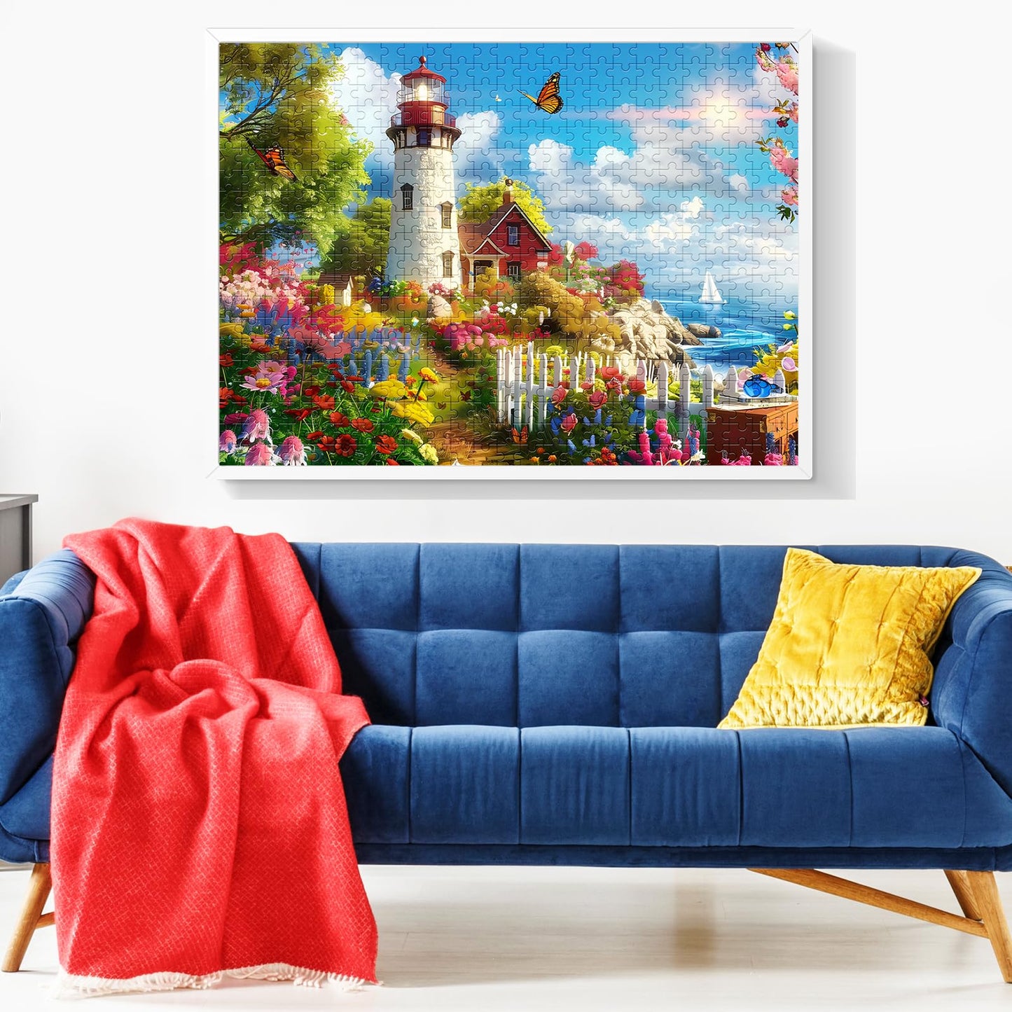 500 Pieces Puzzle for Adults Lighthouse Jigsaw Puzzle, Recycled Cardboard Jigsaw Puzzles 500 Pieces, Family Challenging Game, Nature Landscape Difficult Jigsaw Puzzle 20.5×15 in