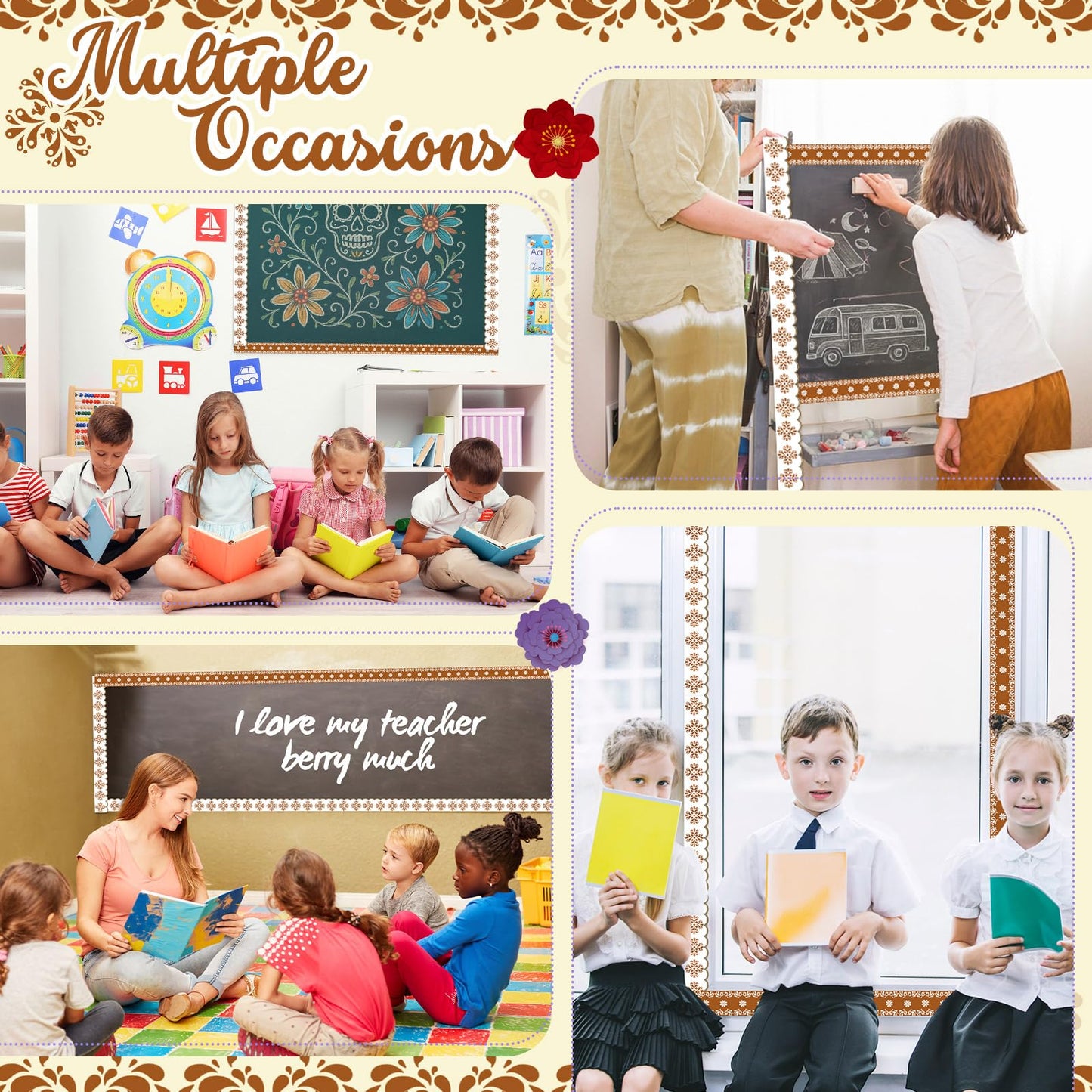 Trandraft 2 Rolls 65.6ft Mexican Bulletin Board Borders Cielito Lindo Bulletin Border Classroom Decorations Back to School Trim Borders for School Fiesta Office Cielito Lindo Party Decoration