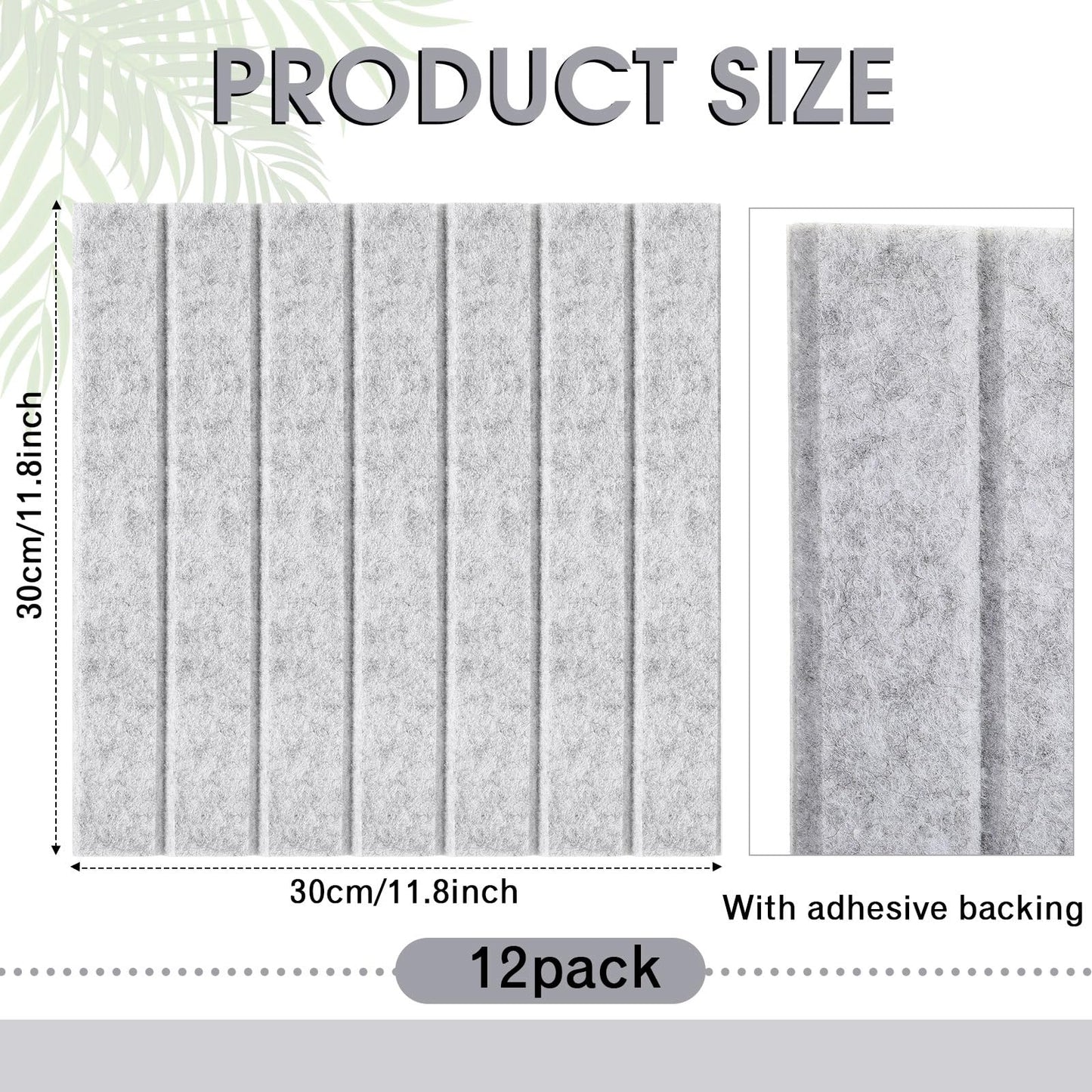 Honoson 12 Pack 48"x 36" Large Cork Board Alternative Felt Bulletin Board Wall Tiles with Safe Square Adhesive Roll Cork Tiles for Walls Home Office Classroom Back to School Pin Panels(Marble Gray)