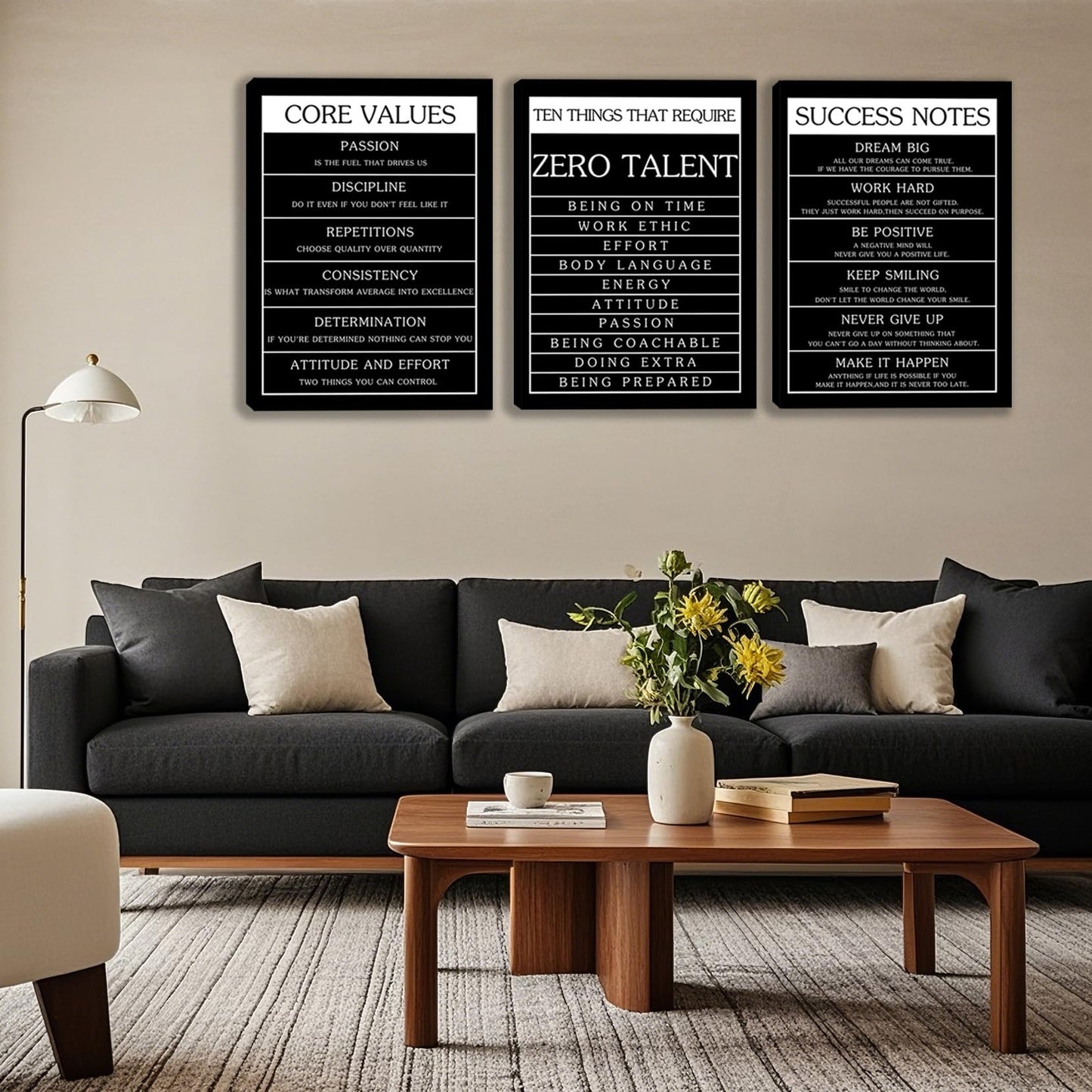 3 Panel Print Canvas Wall Art Motivational Office Wall Decor Painting Inspirational Posters Modern Inspiring Artwork for Home Living Room Bedroom Wall Decor Office Wall Art Ready to Hang - 36"Wx 16"H