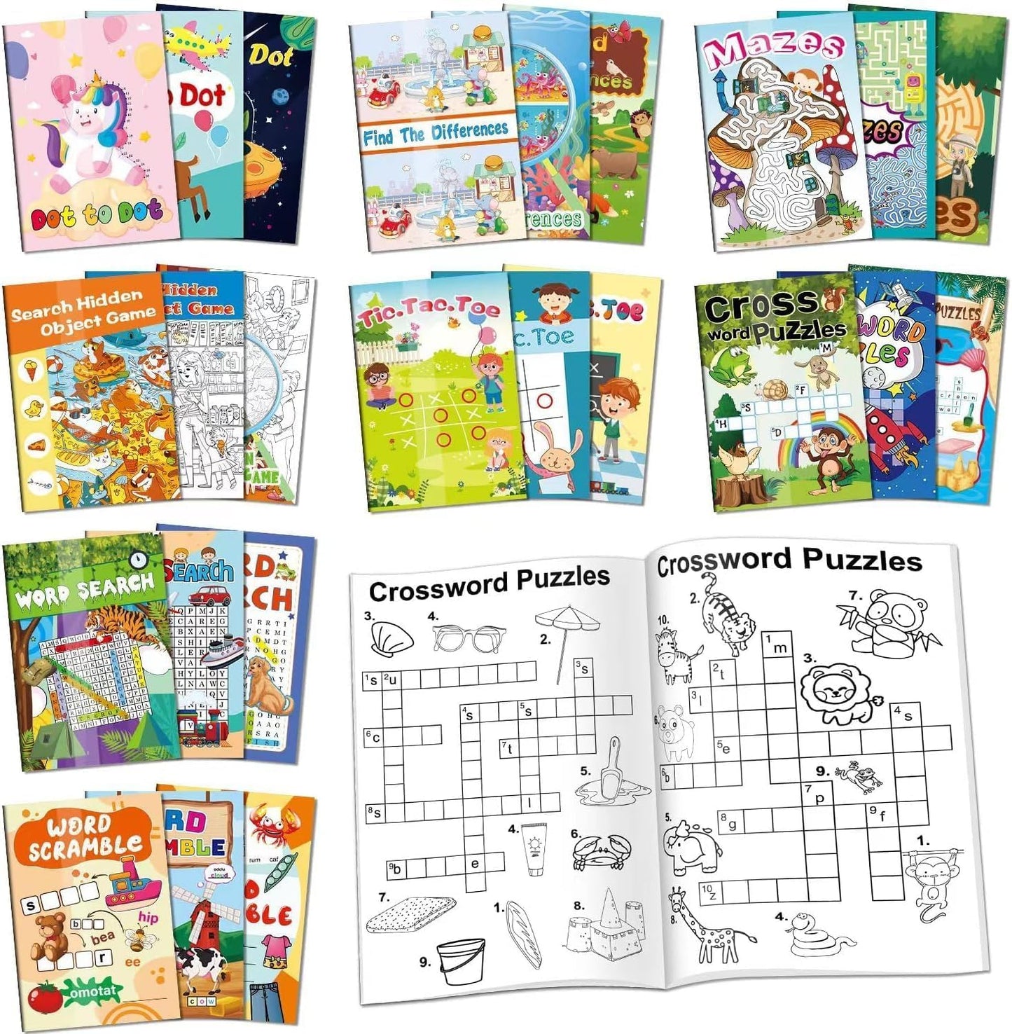 Kalysky 24 Mini Activity Books for Kids Party Favors Ages 4-8 8-12,Fun and Challenges Include Mazes, Dot to Dot,Word Search, Word Scramble and More for Goodie Bag Stuffer Classroom Activity