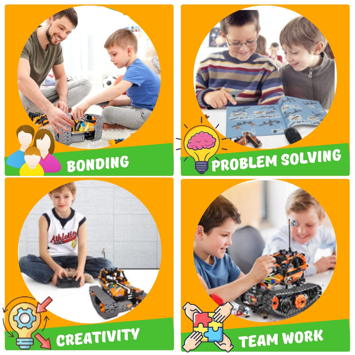 Kididdo Remote Control Car Building Toys for Boys Age 8-12 Fun STEM Robot Kit Cool Birthday Gifts for 8 to 14 Years Old Boys 3-in-1 Building Blocks RC Cars Kit to Build a Robot or Car